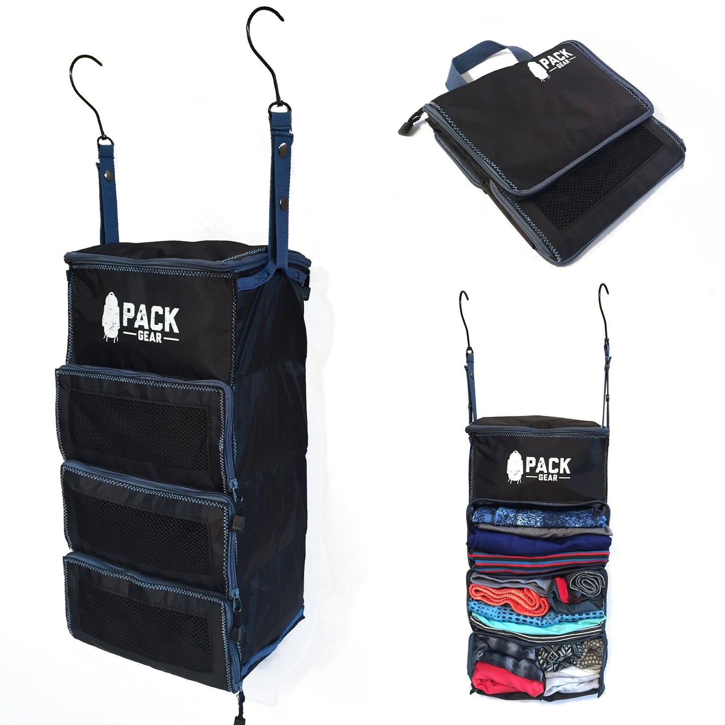 Hängekoffer-Organizer für Handgepäckkoffer, Small (Carry-On) Black With Blue Highlights