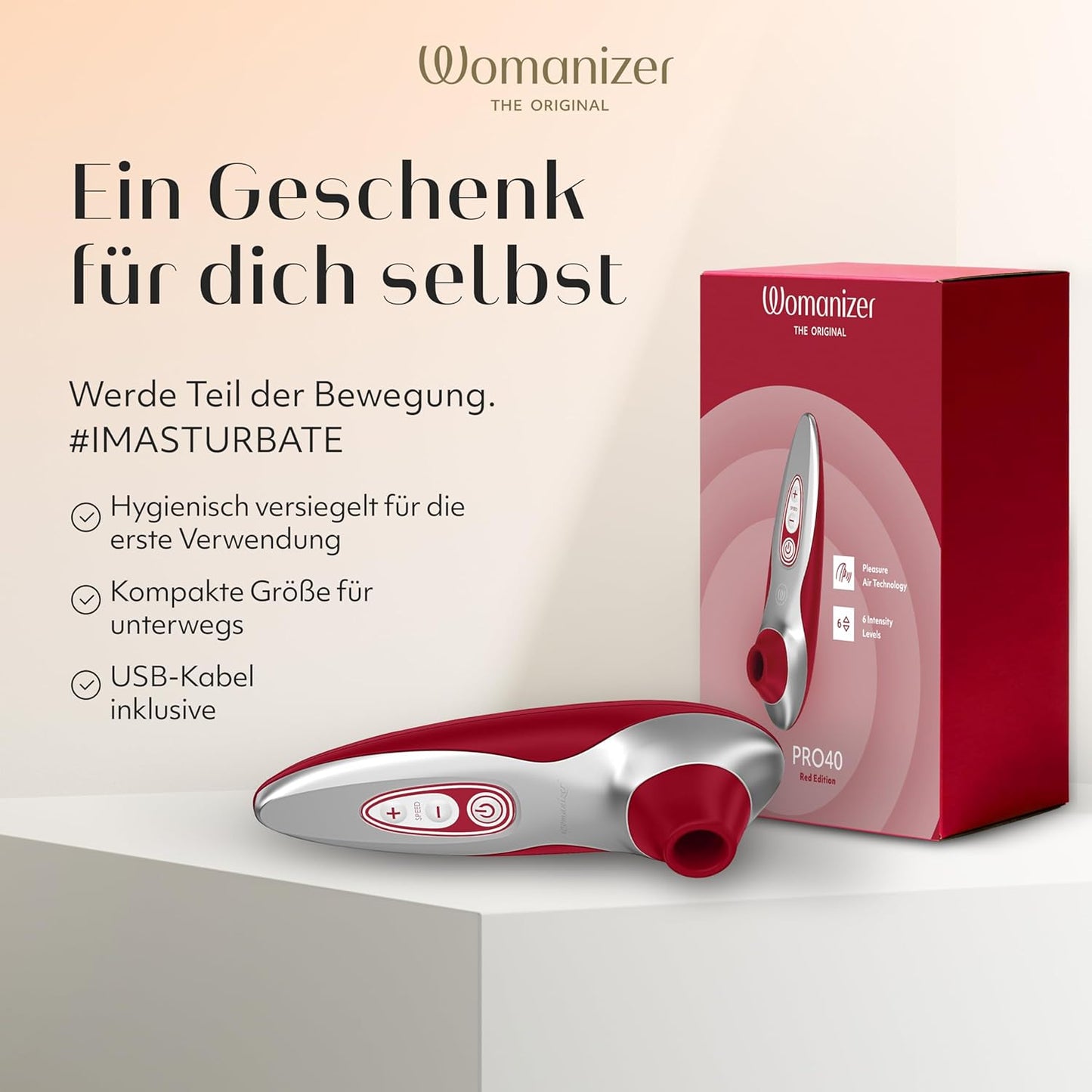 Pro40 Klitorisvibrator mit 6 Intensitätsstufen, Rot