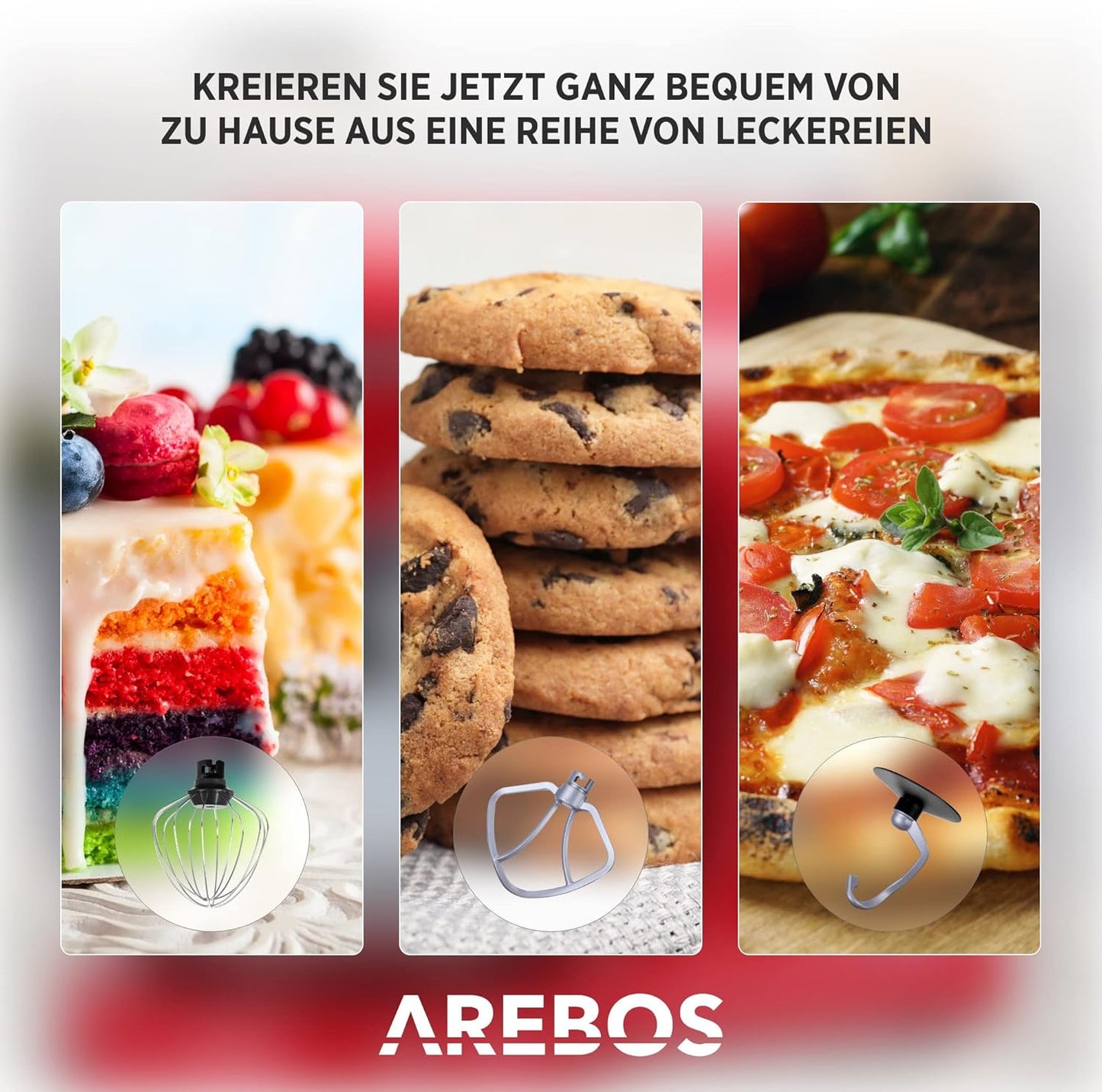 Küchenmaschine mit Edelstahl-Rührschüssel, Schwarz