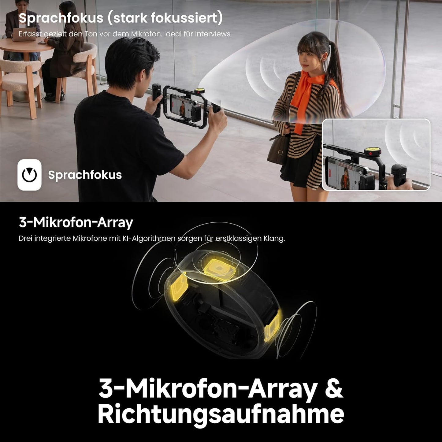 Mic Pro Transmitter mit E-Ink-Display, Transmitter Graphitschwarz