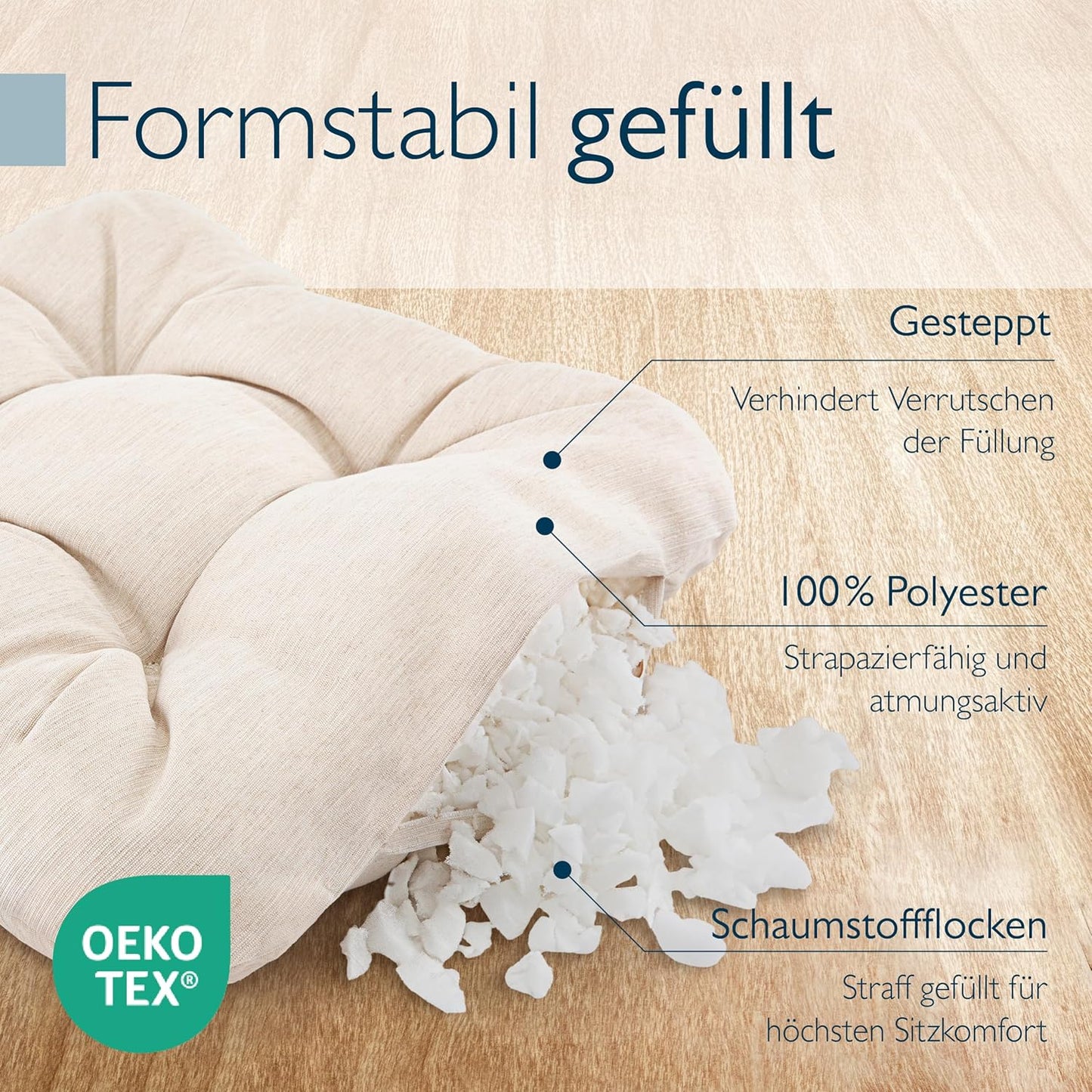 Stuhlkissen-Set, 2er Set Natur