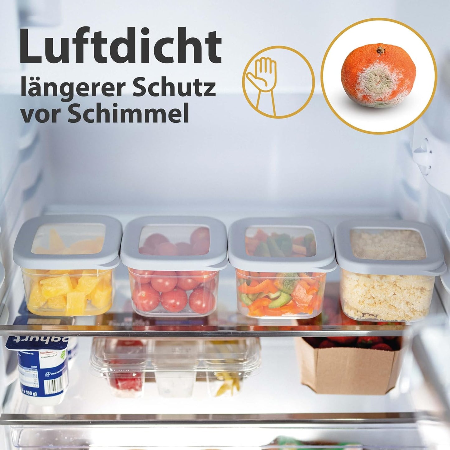 12 x luftdichte Vorratsdosen, Weiß / Hellgrau 12x 500ml