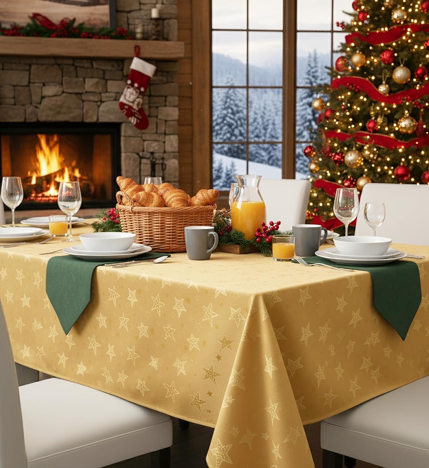 Tischdecke Magic Stars, 250 x 150 cm (Rechteckig) Gold