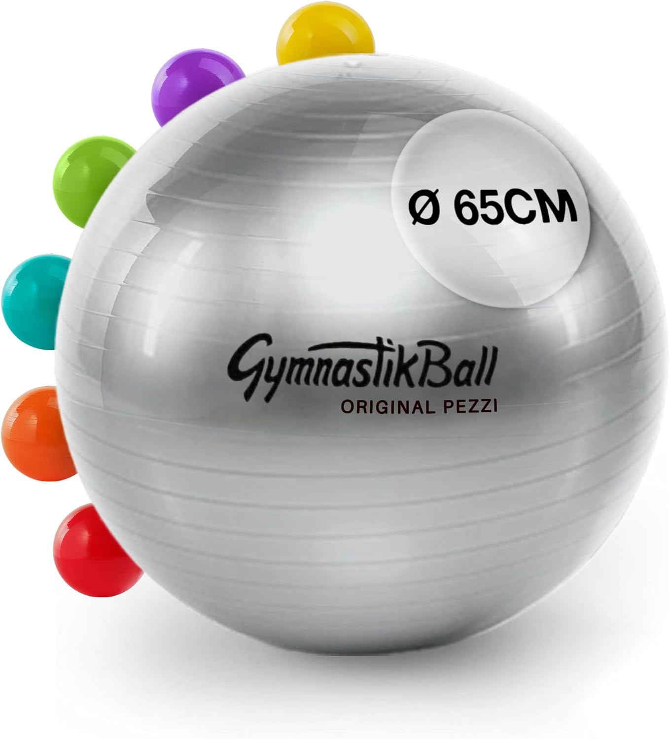 Gymnastikball für Sport & Büro, Ø 65 cm Silber