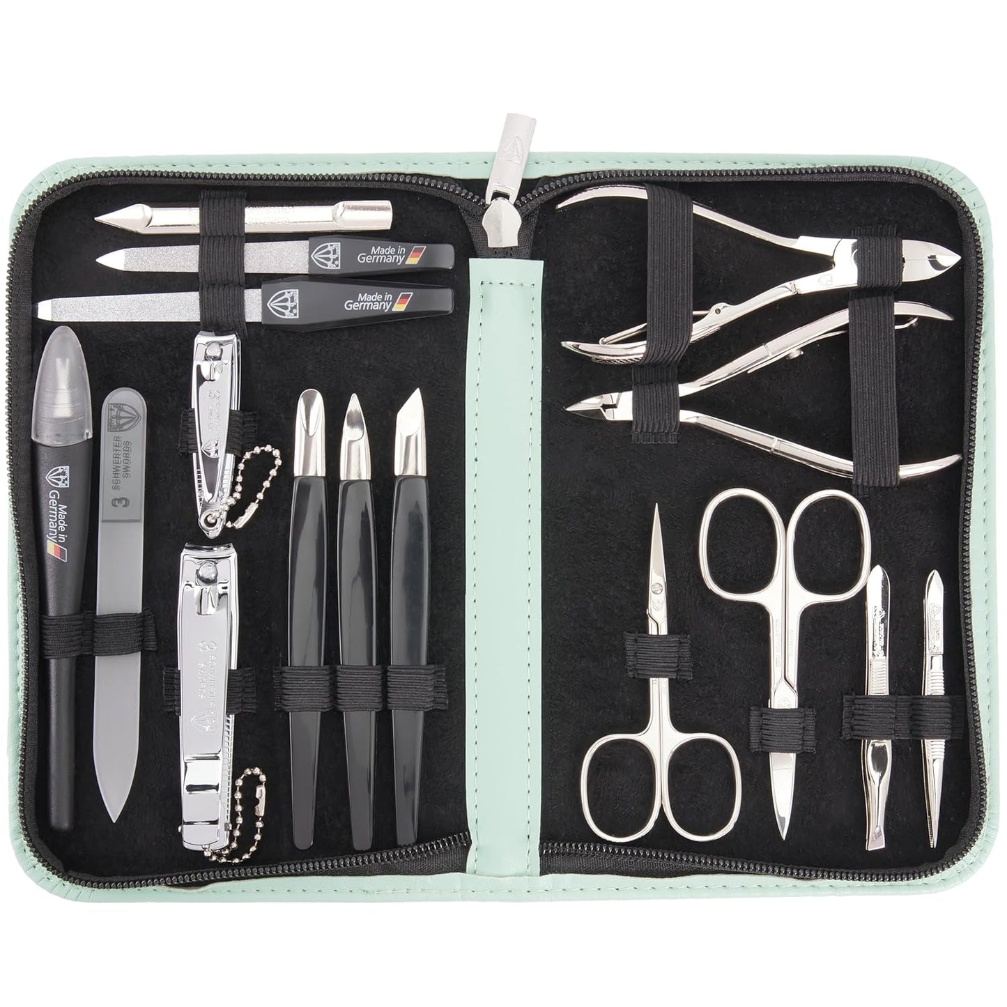 16-teiliges Maniküre-Pediküre-Set Cinisello, MINT / KUNSTLEDER