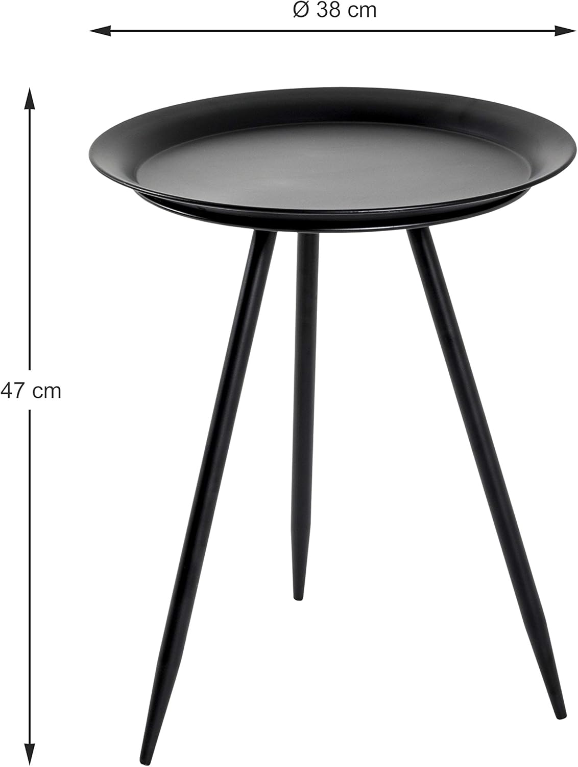 Moderner Beistelltisch Hadlee, Schwarz Ø 38 x H 47 cm