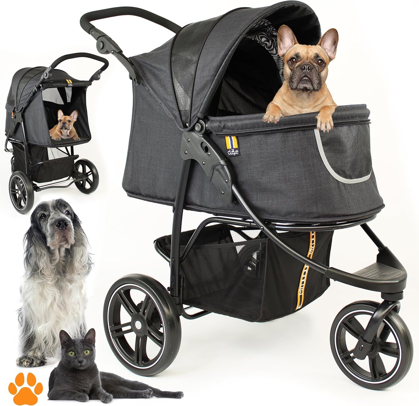 Hundewagen & Haustier Buggy bis 32 kg, Schwarz