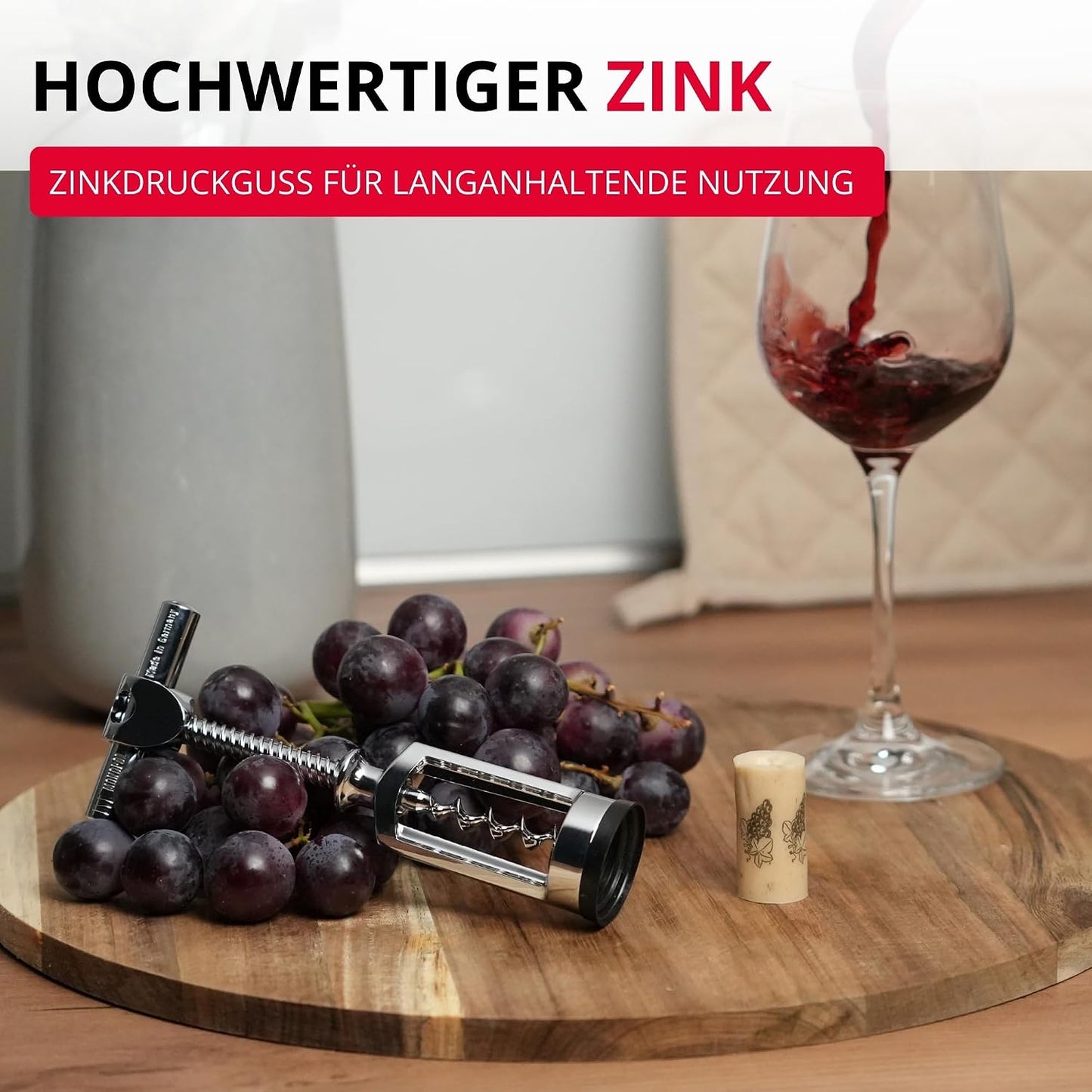 Glockenkorkenzieher mit Korkabstreifer, Verchromt