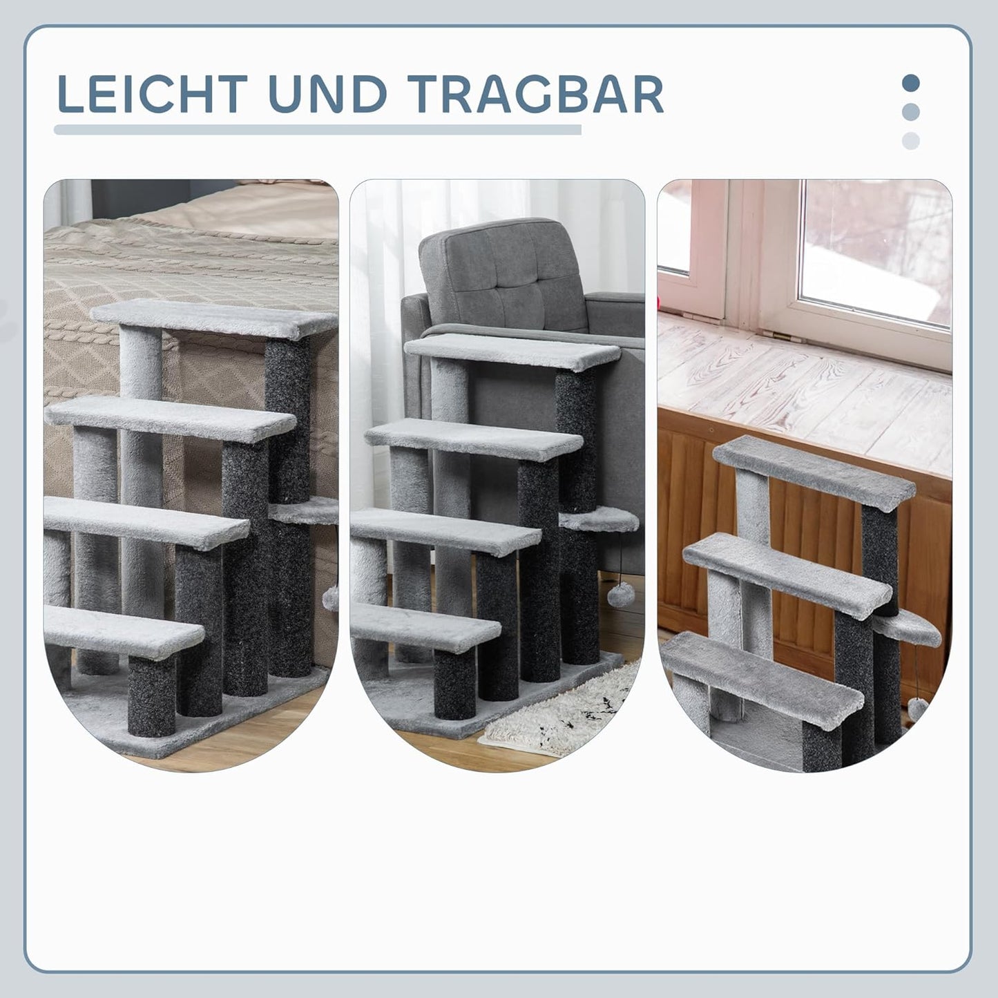 Katzentreppe mit Kratzsäulen und Spielball, 60L x 40B x 64H cm