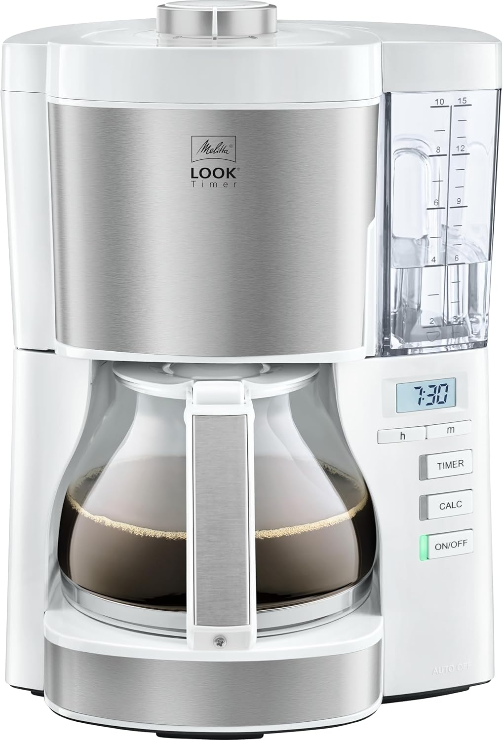 Look V Perfection 1025-05 Filterkaffeemaschine mit Tropfstopp, Weiss, mit Glaskanne, Single
