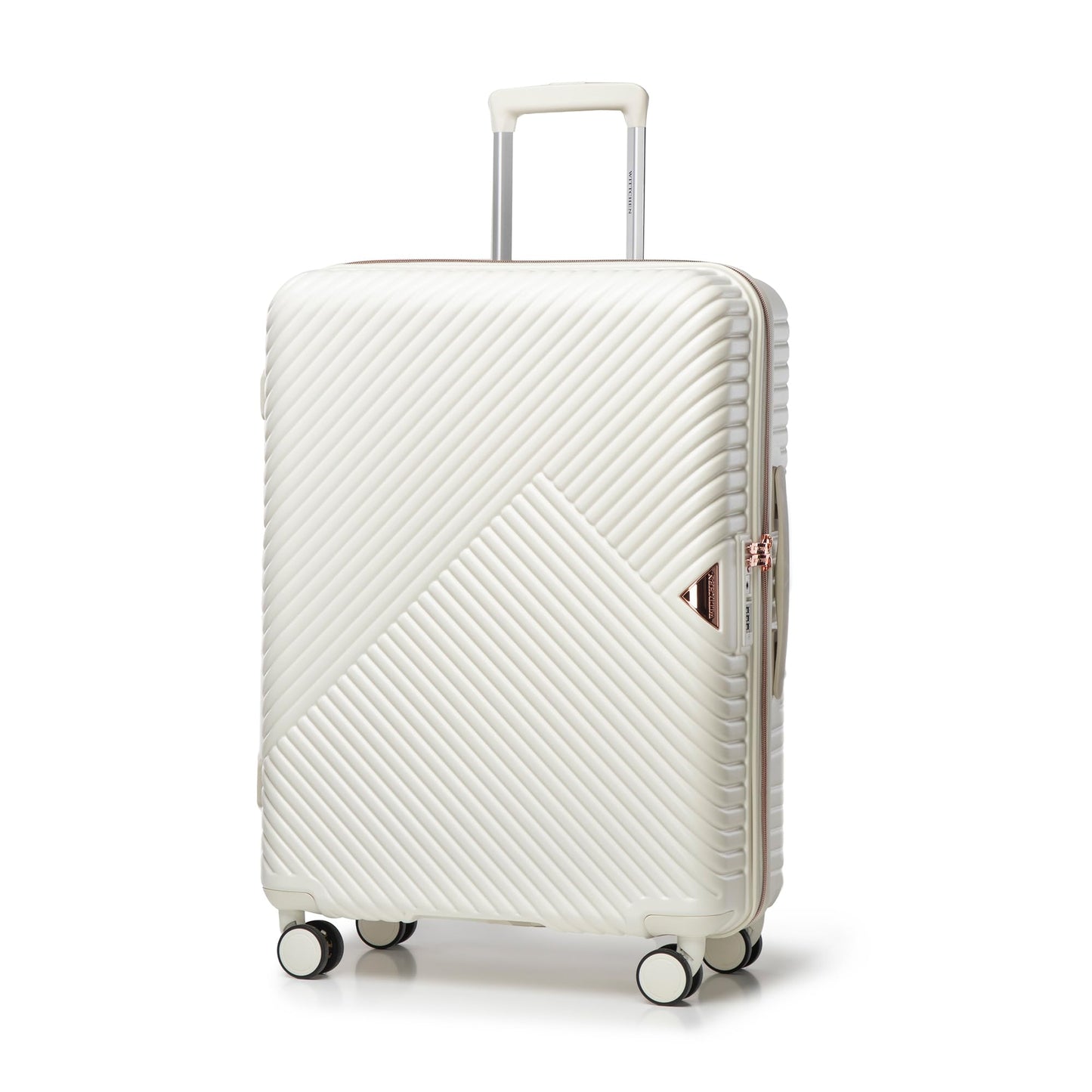 Reisekoffer Trolley mit Hartschale und Zahlenschloss, 65l, Weiss Mittlerer koffer