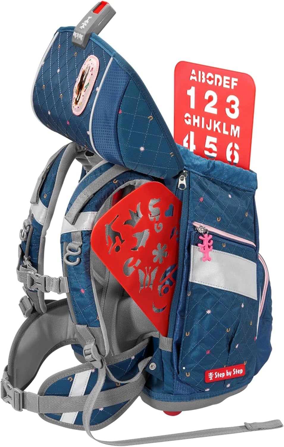 2in1 Plus Schulranzen-Set Pferdefreunde (6-teilig), Blau-rosa
