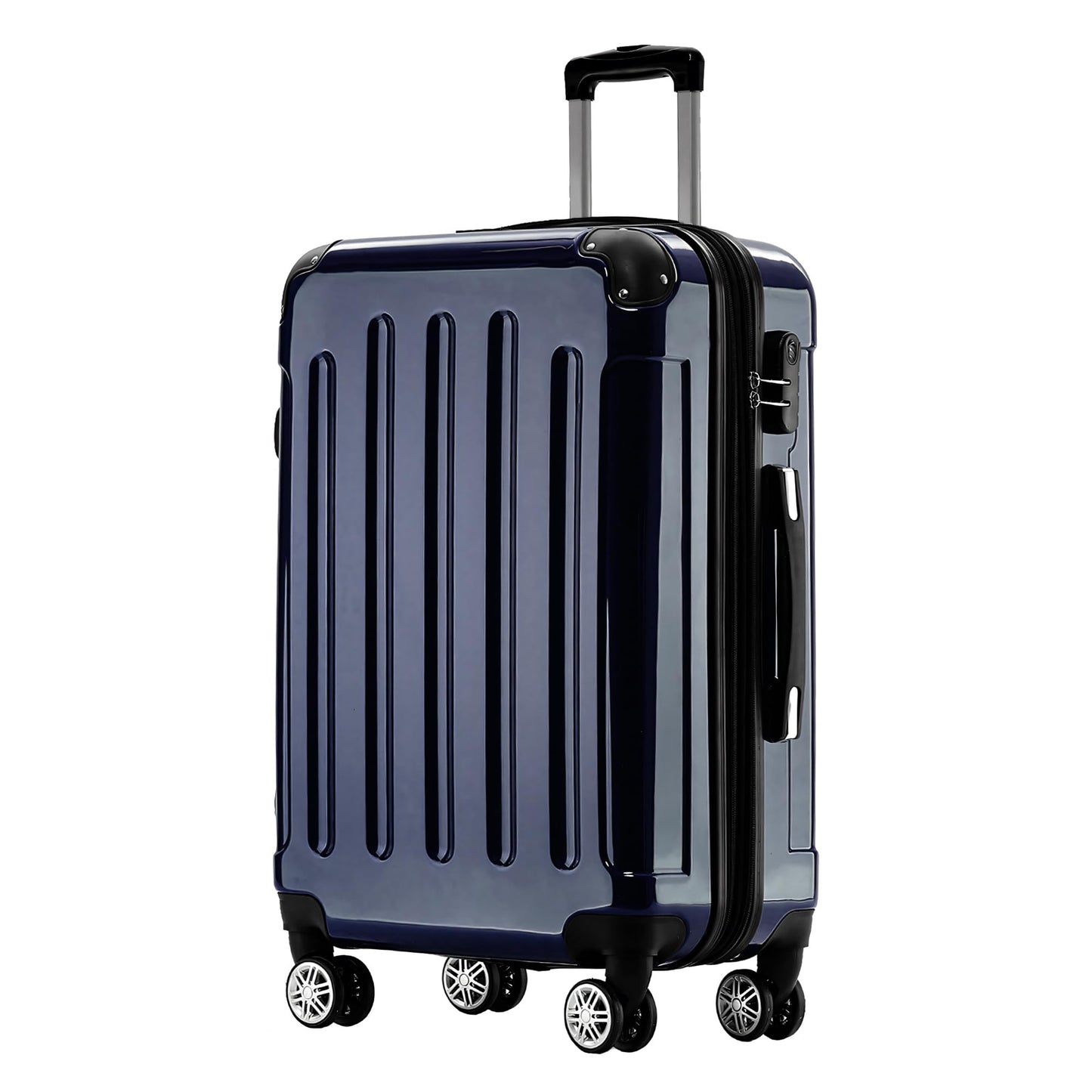 Hartschalen Trolley Rollkoffer mit Zwillingsrollen (55cm), Dunkelblau Handgepäck 55cm-40L