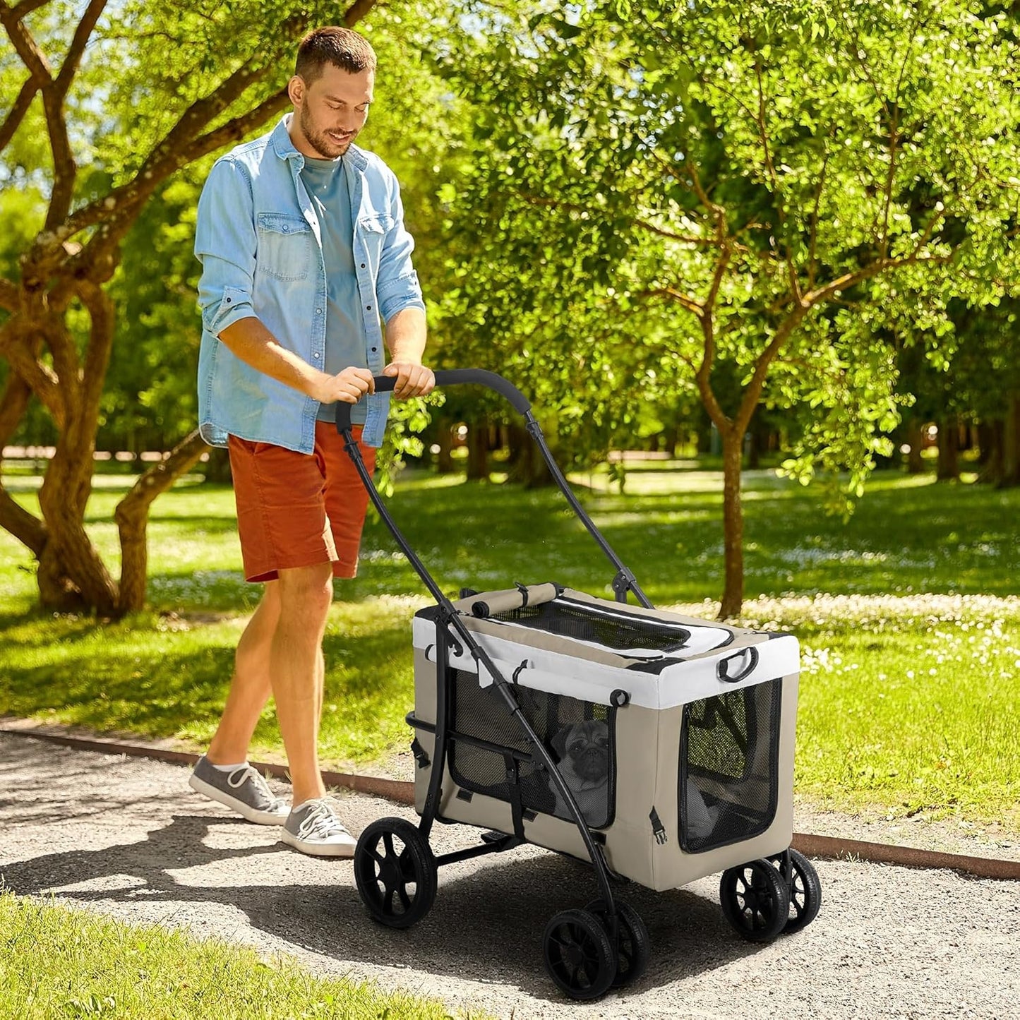 Klappbarer Hundewagen, Khaki