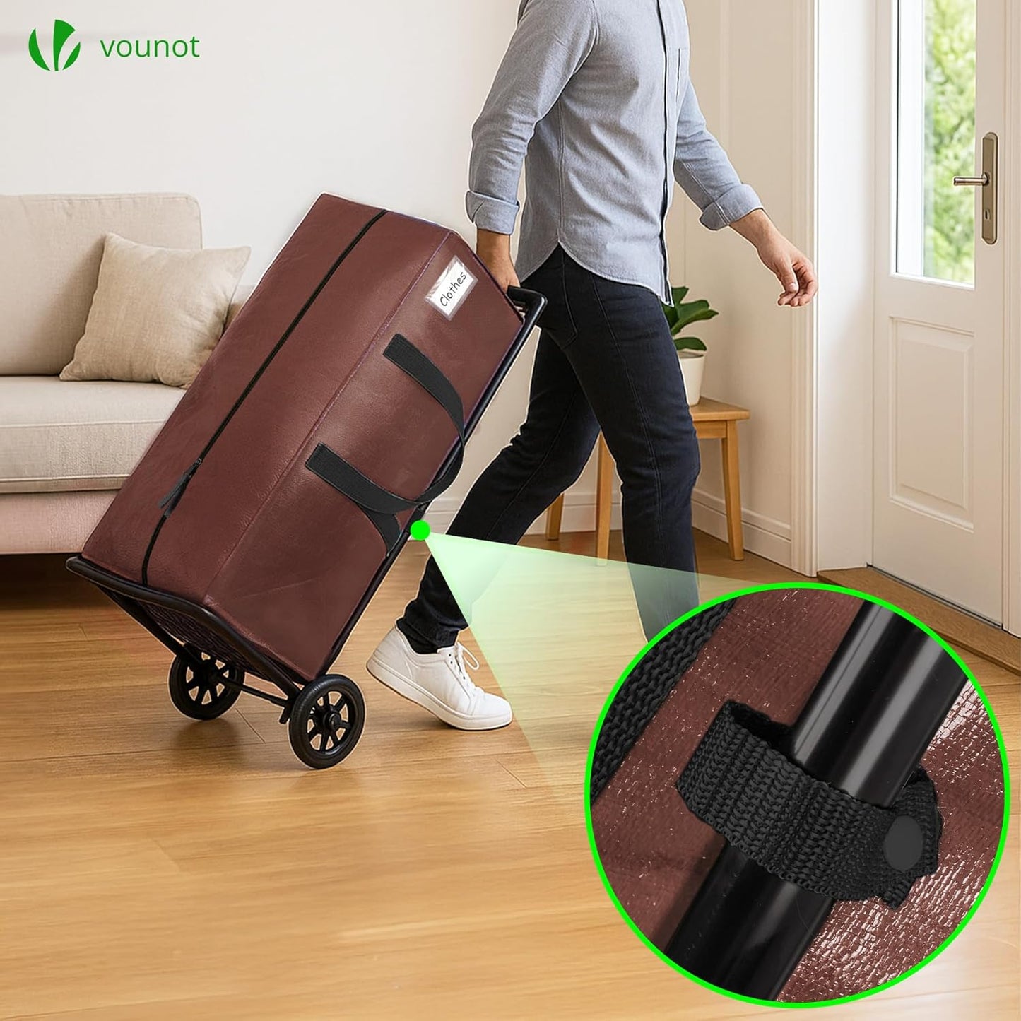 10er-Set Faltbare Umzugstaschen mit Rucksackgurten, Braun 10er-Pack