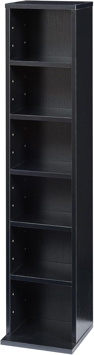Regal für CDs und DVDs mit 6 Fächern, Schwarz 90 x 20 x 20 cm
