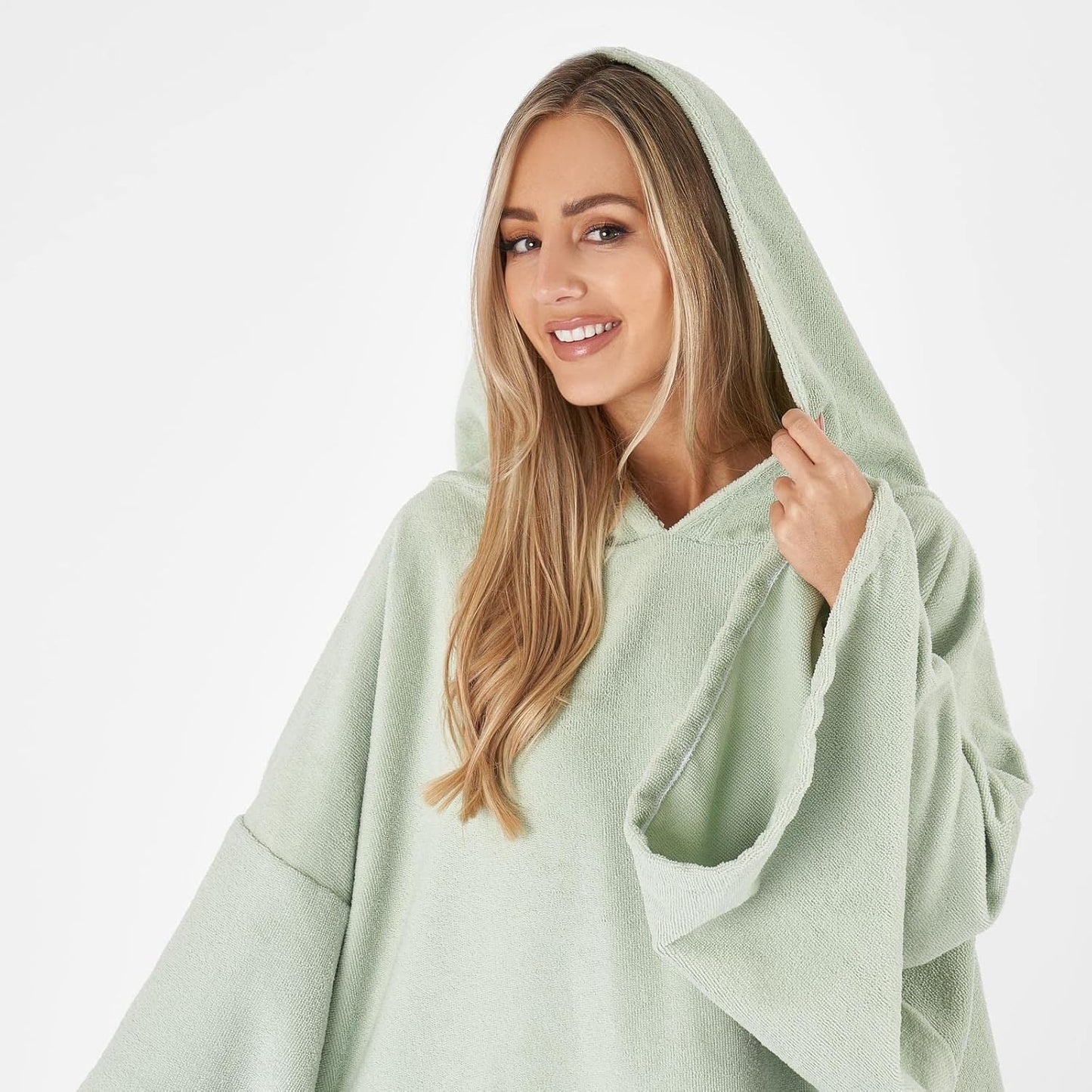 Surf Badeponcho, Einheitsgrösse Salbeigrün