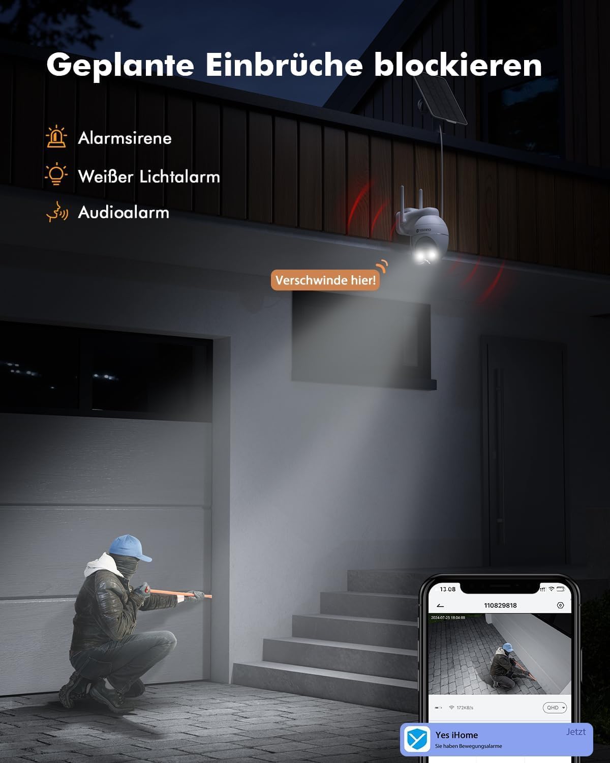 2K Solar-Überwachungskamera, Hellgrau 1