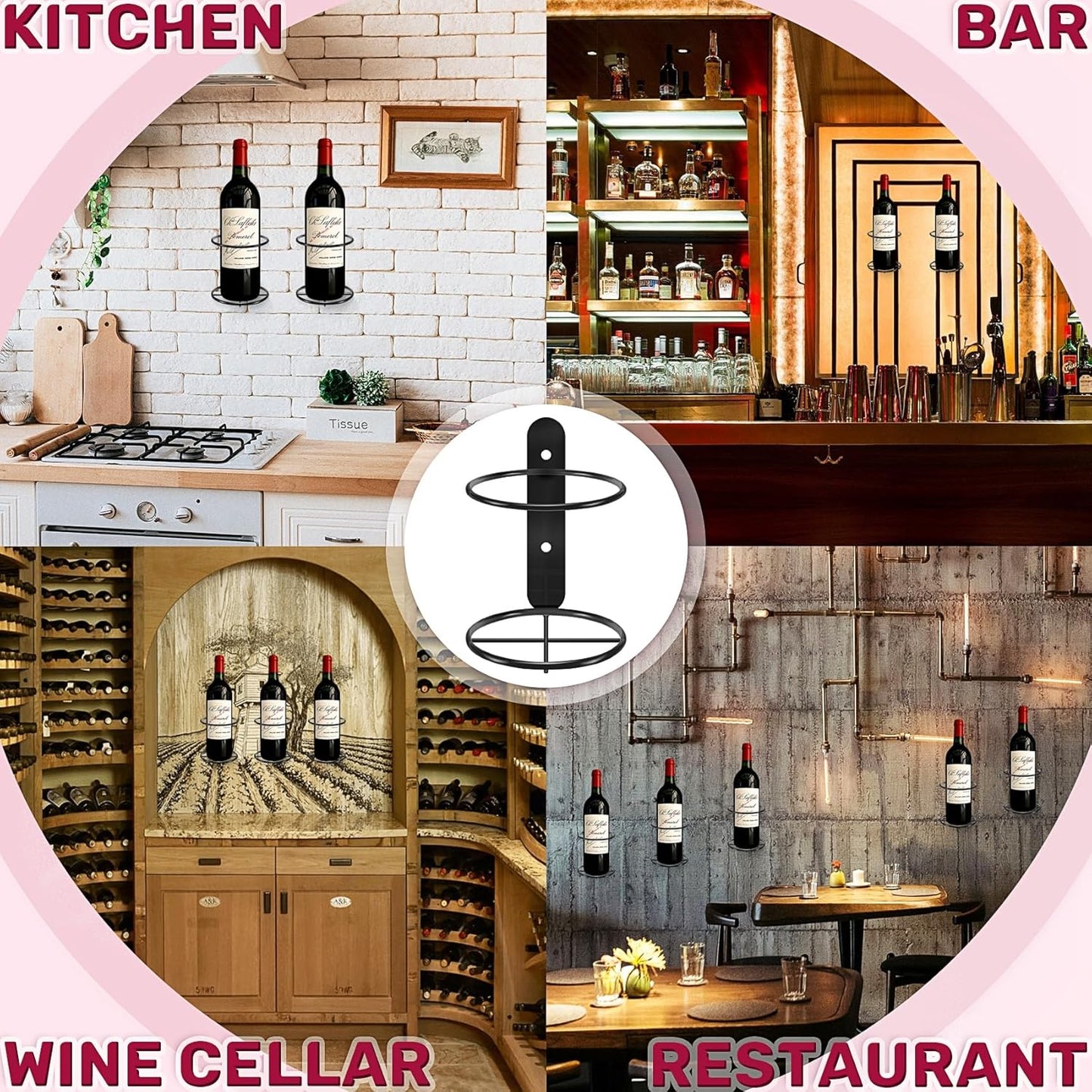 Wandmontiertes Weinregal-Set