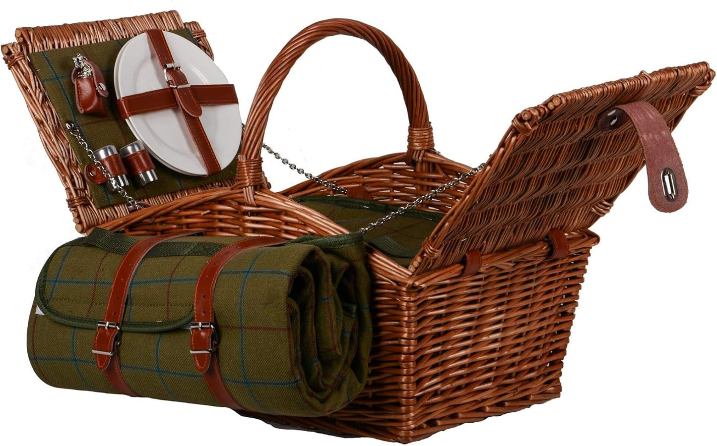 Picknick-Set für 2 Personen mit Kühltasche, Natur/Dunkelgrün