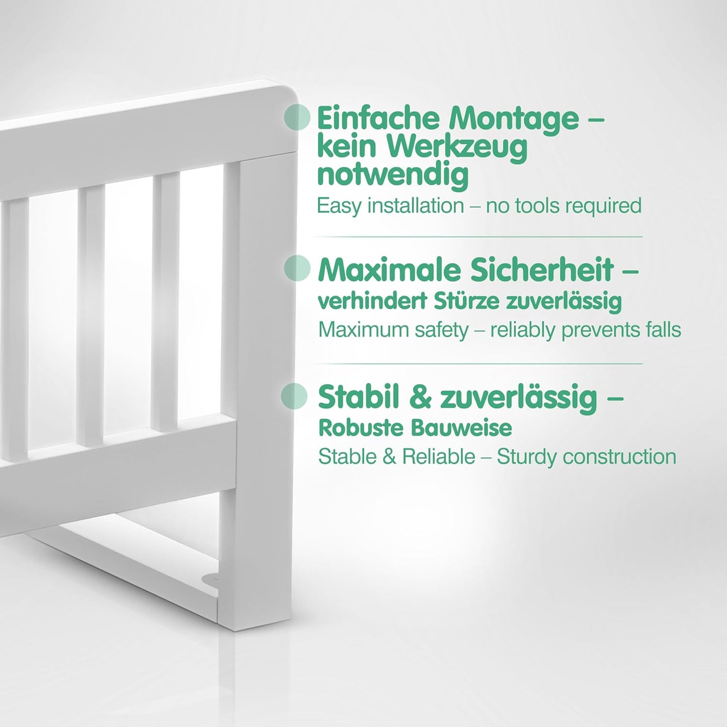 Klappbares Bettgitter, 90 x 40 x 5 cm Weiß