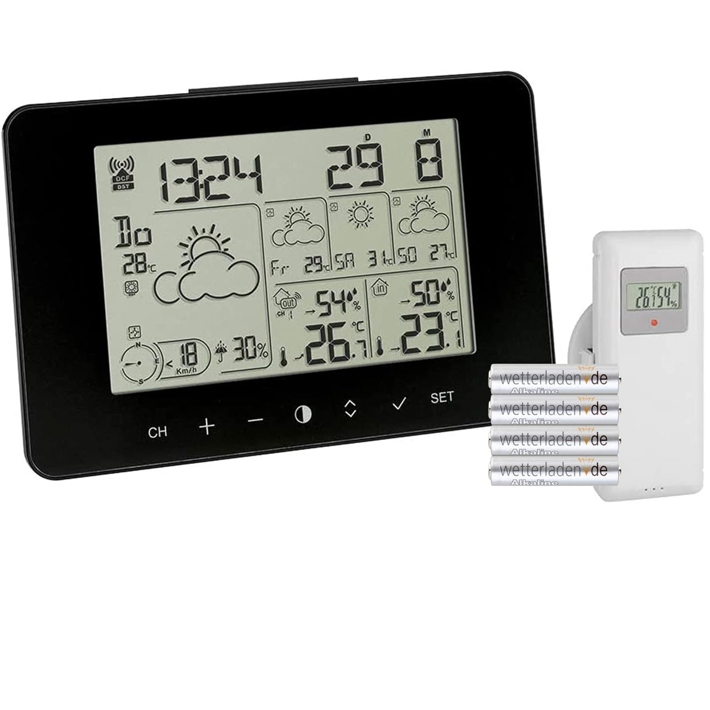 Wetter Info Center METEOTIME PRIMO Station, schwarz mit Batterien