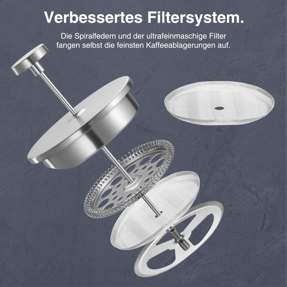 Kaffeepresse für 6 Tassen, Isolierter Kaffeebereiter, 800ml/6 Tassen
