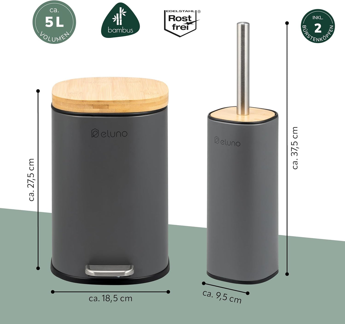 2-teiliges Badezimmer-Set Framura, Grau