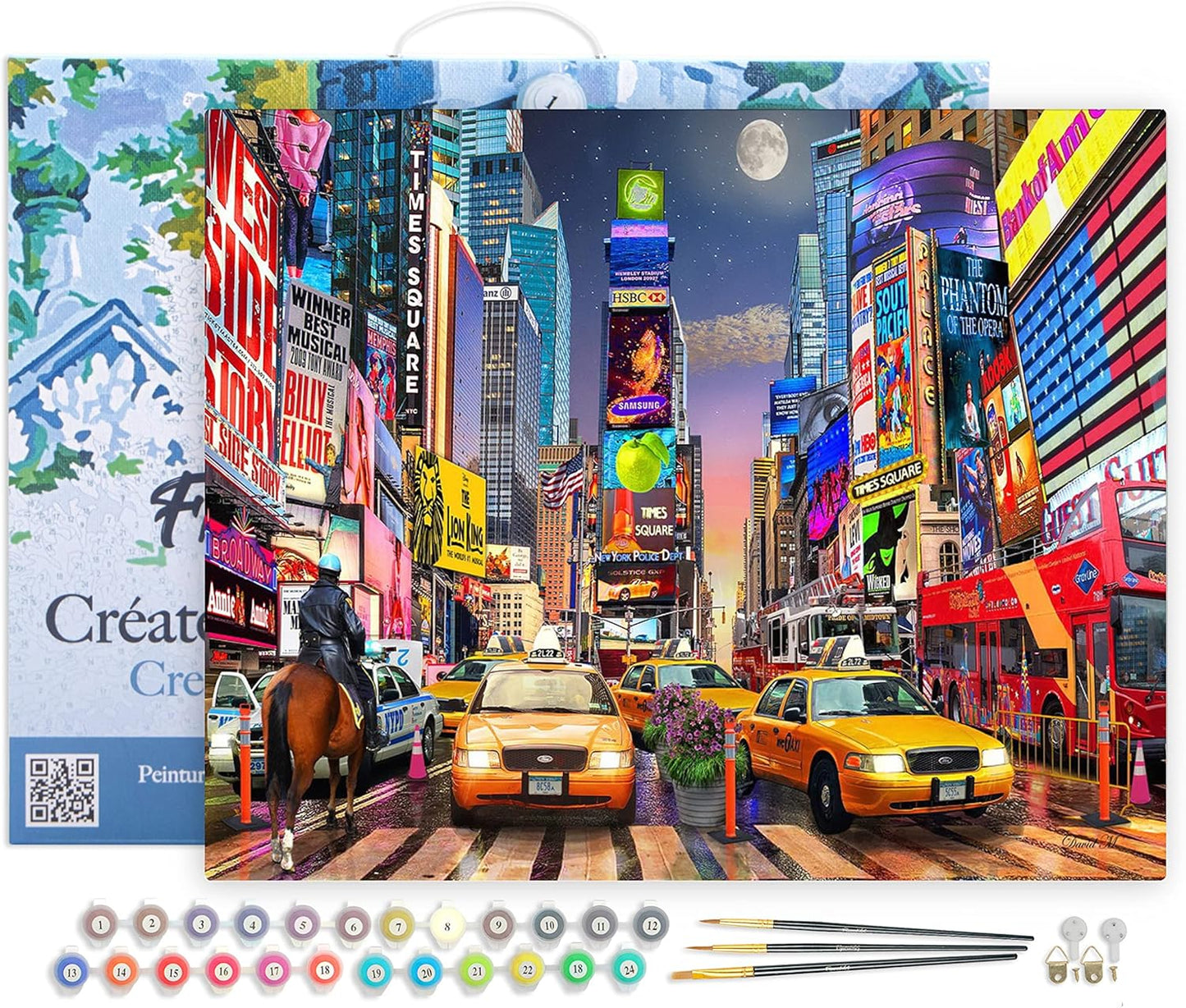 Malen Nach Zahlen Set mit Rahmen 40x50cm (Timesquare), Timesquare 40x50cm Mit Rahmen (bereits gespannt)