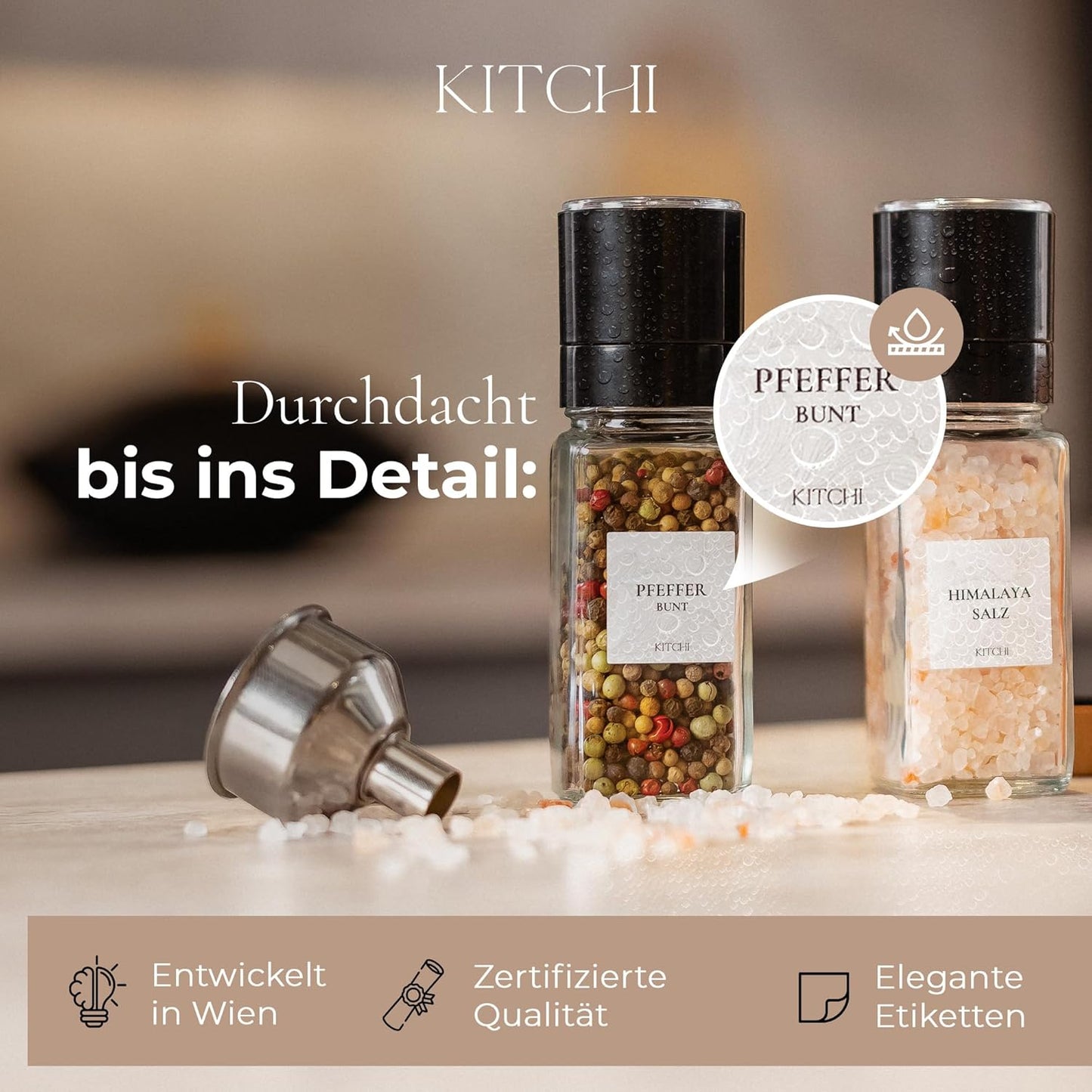 24-teiliges Gewürzgläser-Set mit Mühlen, Silber + 2 Mühlen