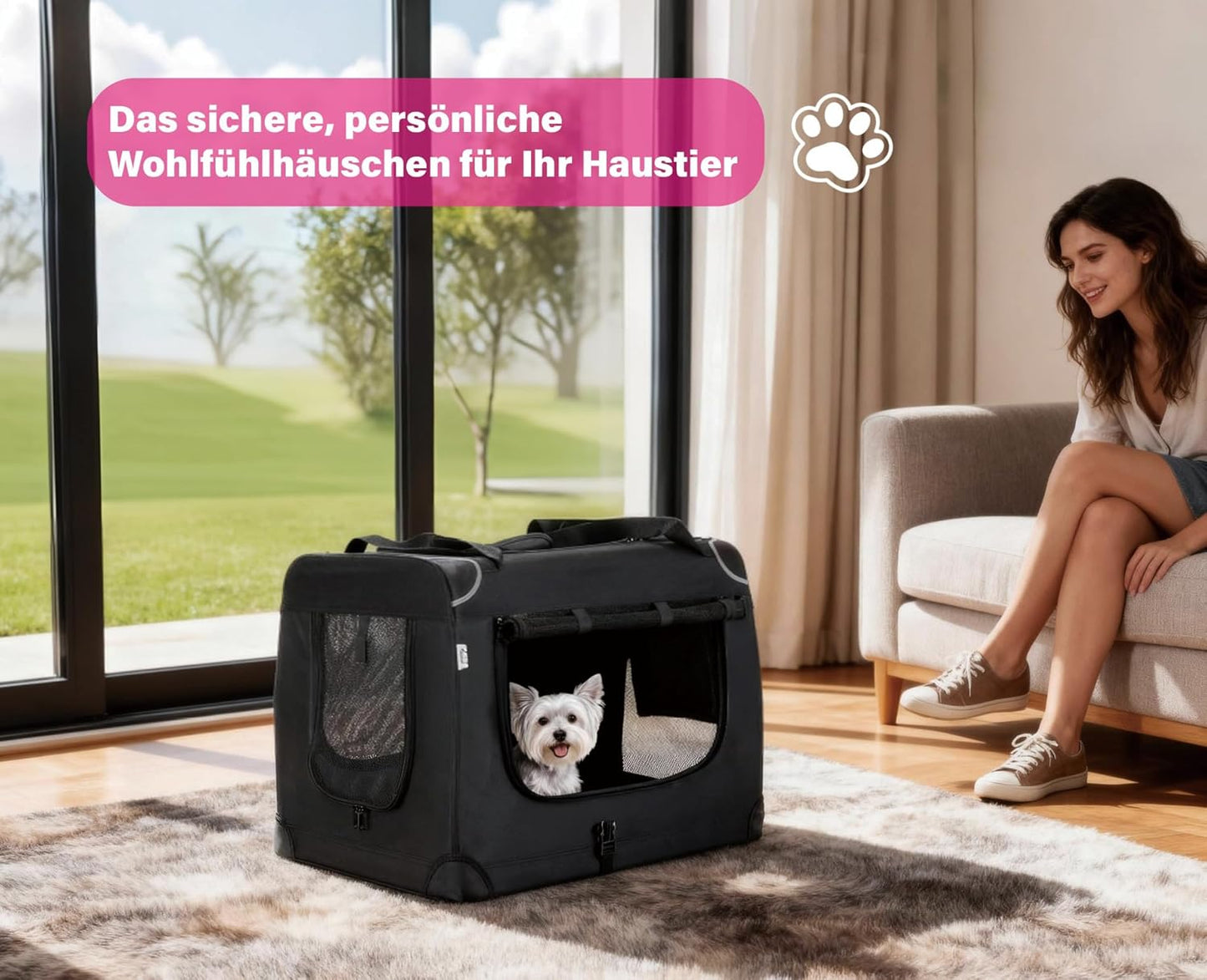 Faltbare Hundetransportbox, L Schwarz