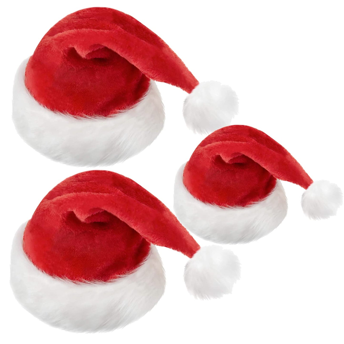 3-teiliges Weihnachtsmannmützen-Set für Kinder & Erwachsene