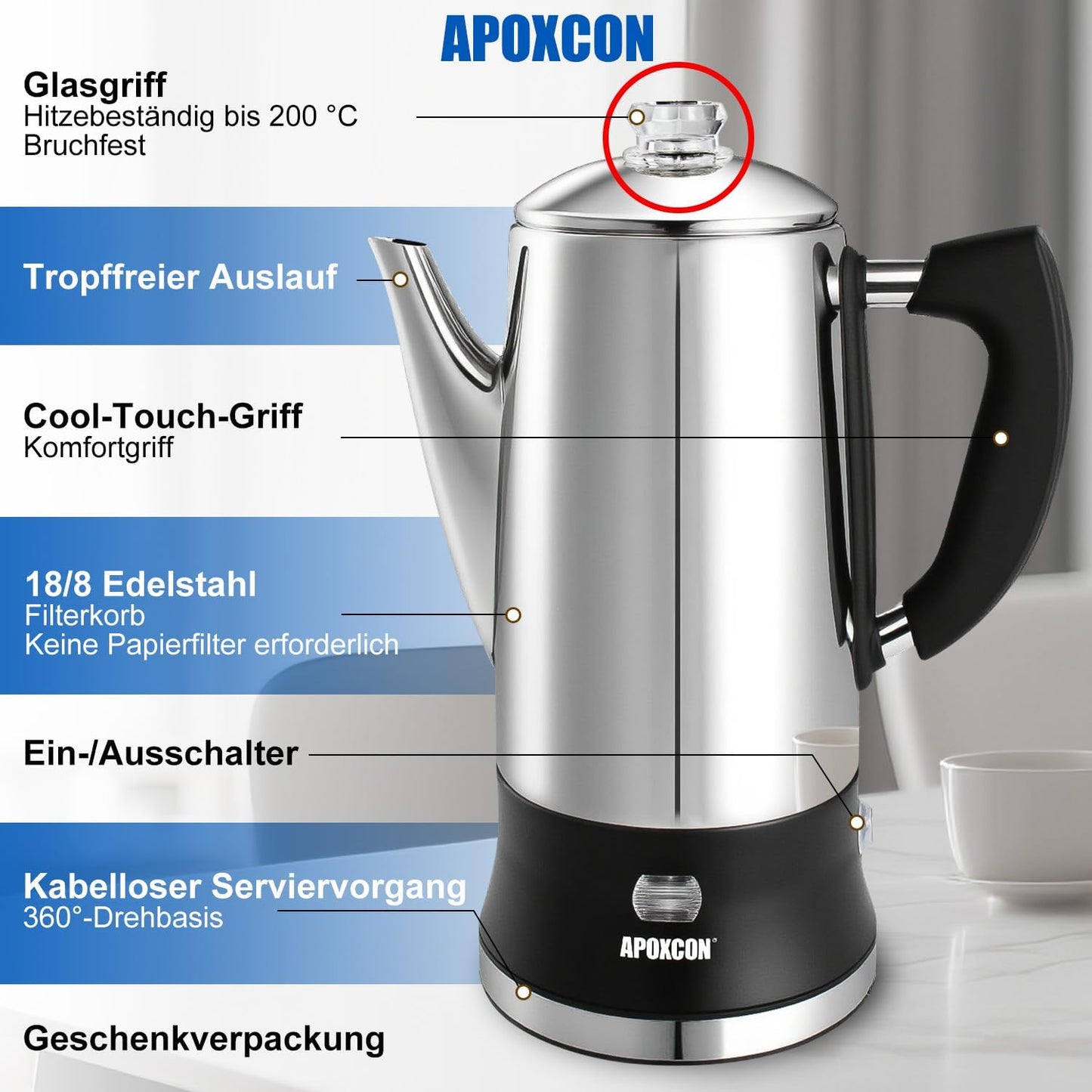 Elektrischer Kaffeebereiter für 12 Tassen