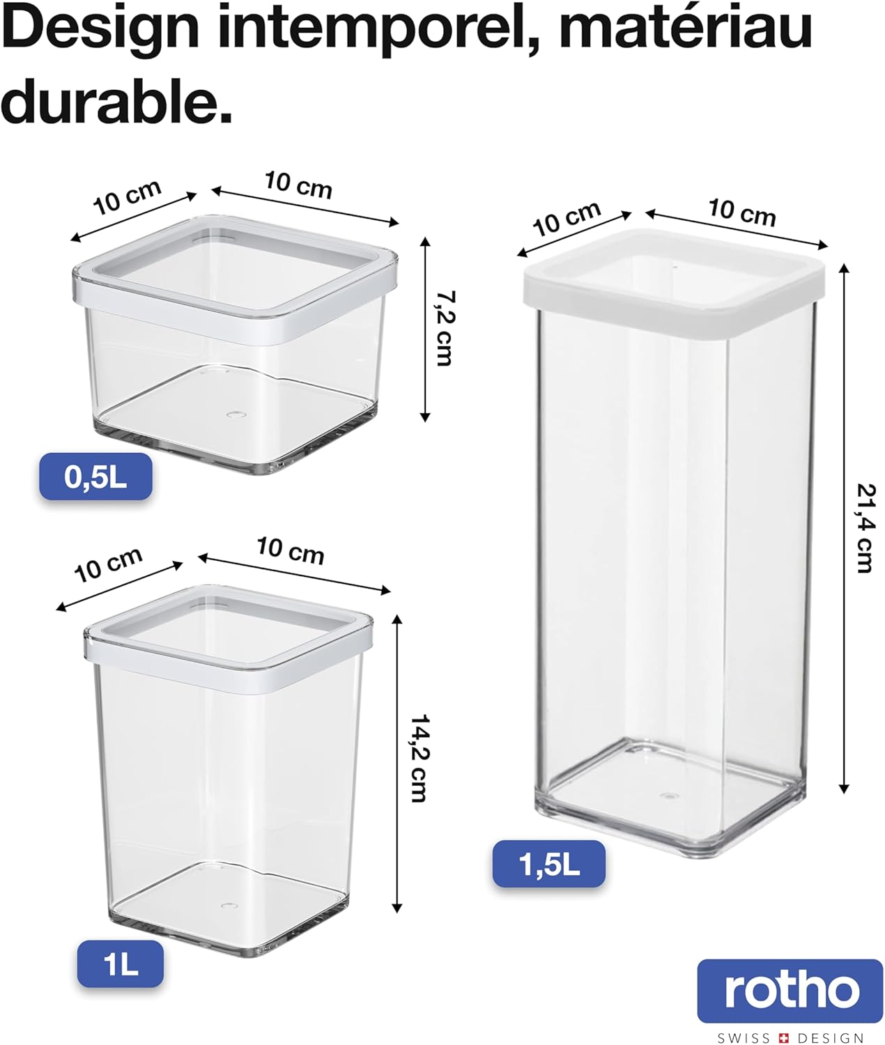 3-teiliges Vorratsdosen-Set (0.5l/1.0l/1.5l), 3er Set (1x 0.5l + 1x 1.0l + 1x 1.5l)
