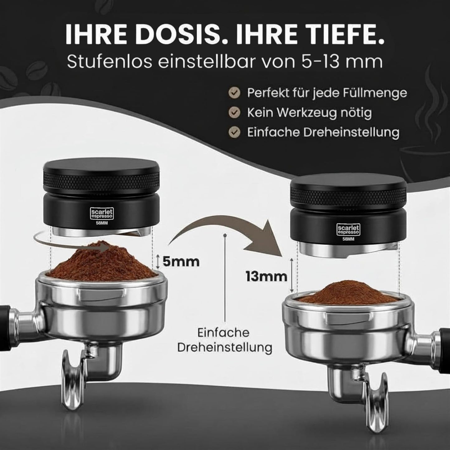 Espresso-Distributor Grande TRE, 58 mm, 58 mm Rot