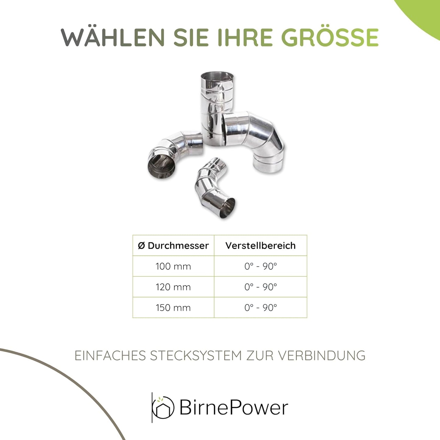 Ofenrohr Bogen verstellbar 0-90° (120mm), 120mm Bogen 0-90° Verstellbar