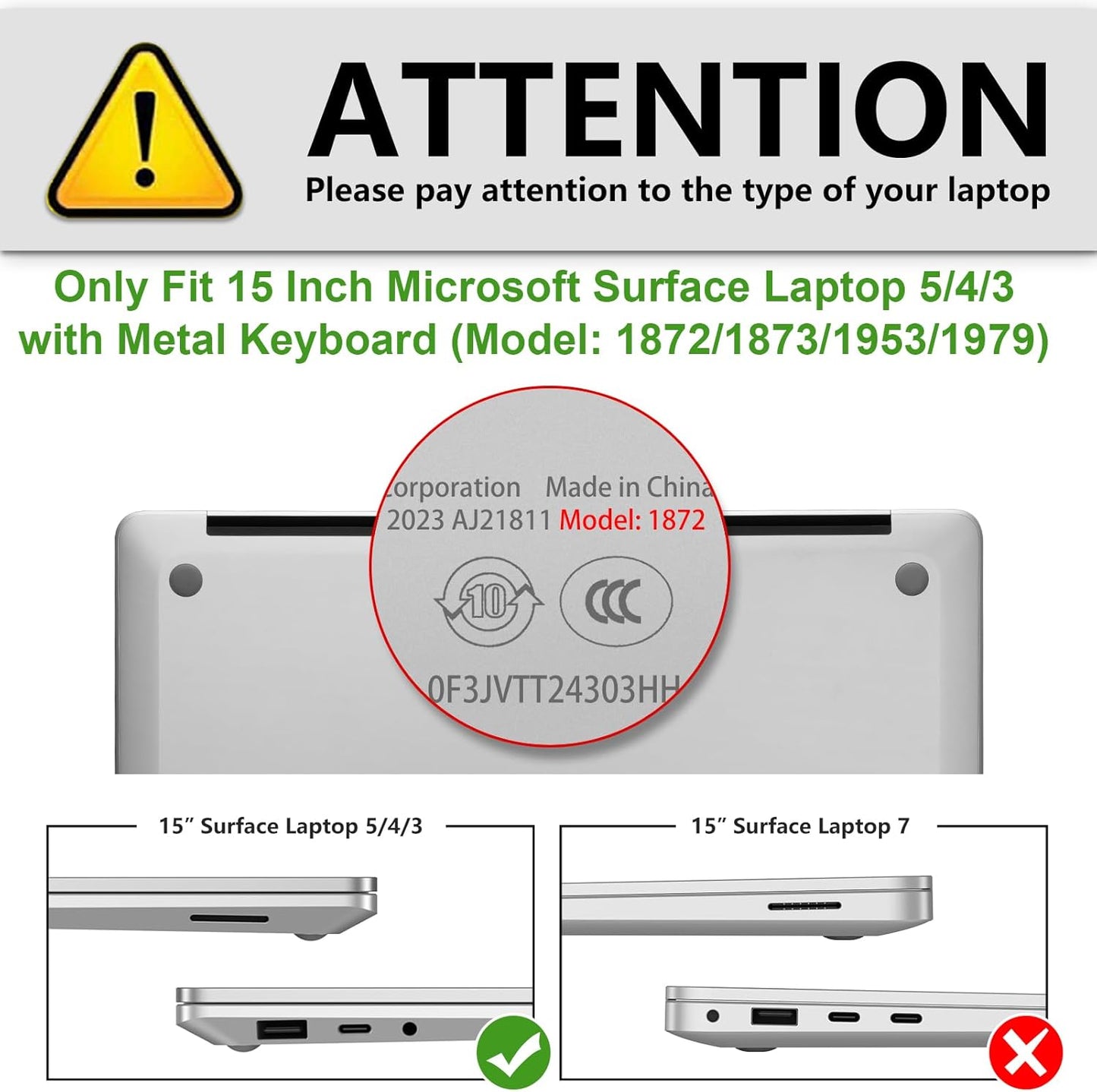 Hartschale für 15 Zoll Surface Laptop 3/4/5, *Transparent