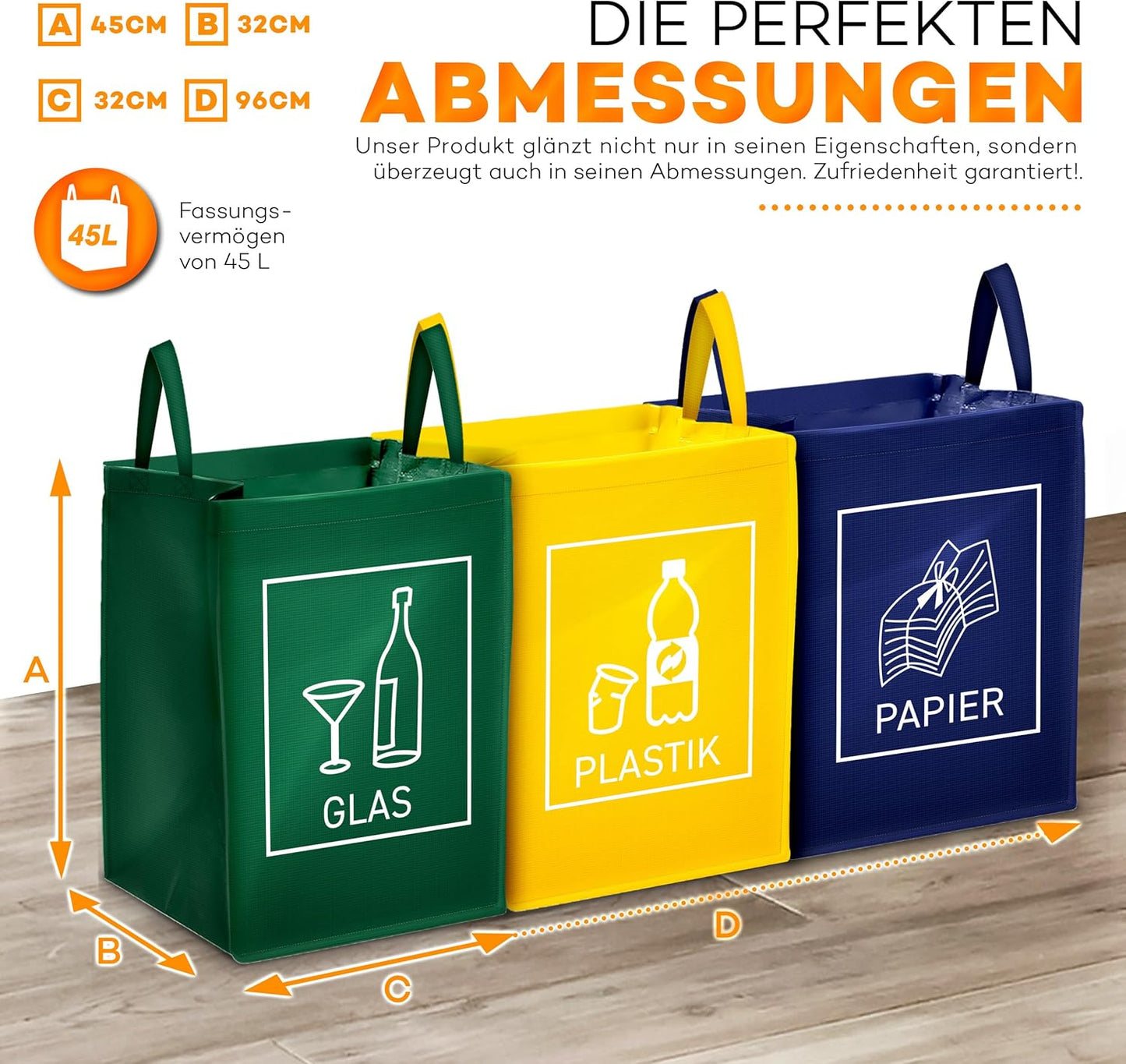 3-teiliges Mülltrennsystem-Set