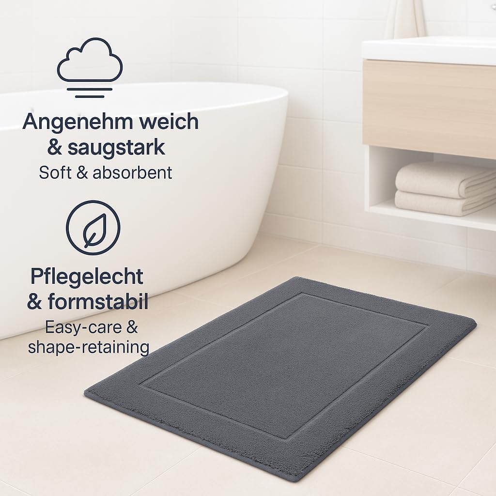 2er-Set Badematten, 50x70 cm, 2x Badvorleger Anthrazit
