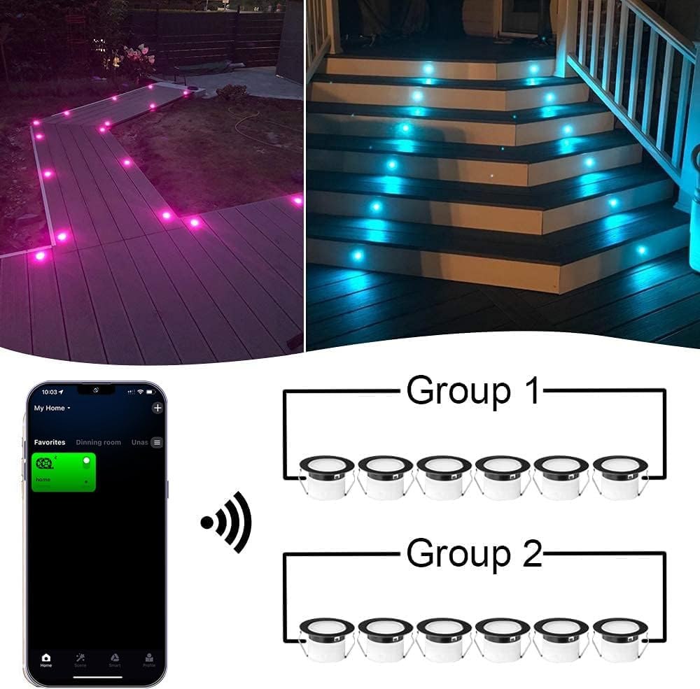 20er Terrasse Bodeneinbauleuchten-Set RGBWW mit App-Unterstützung, Rgbw + Wlan-controller, 20 pièces