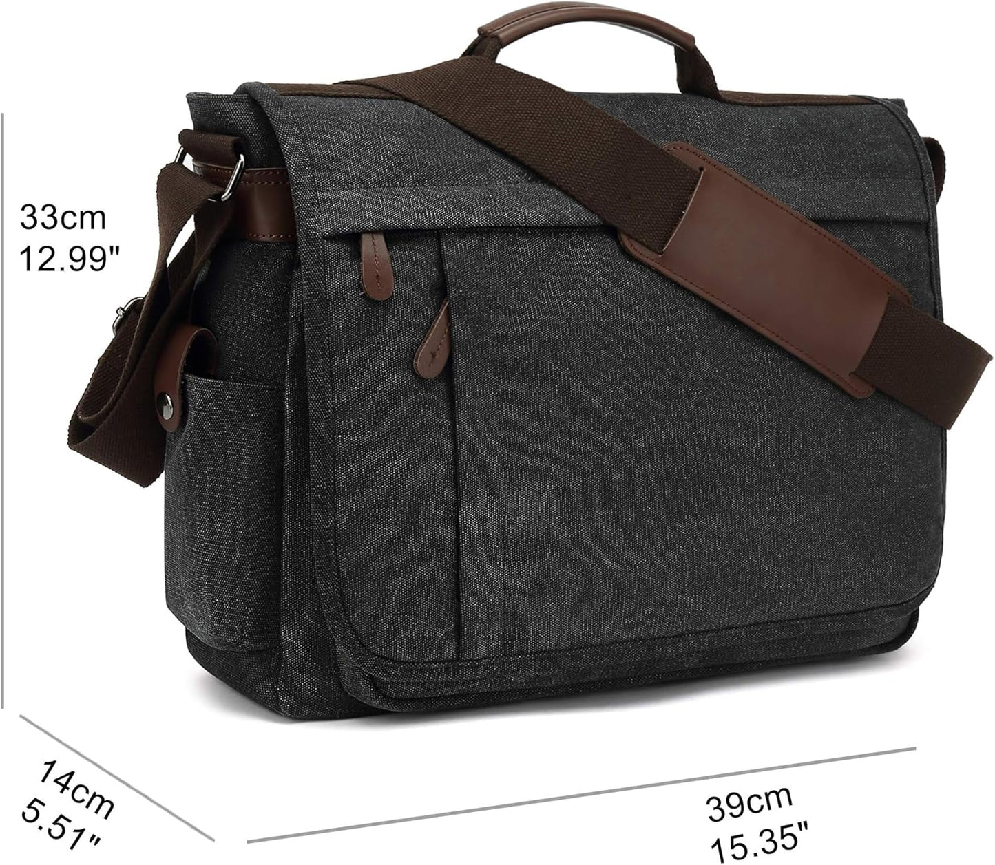 Umhängetasche für 15,6 Zoll Laptop, Schwarz