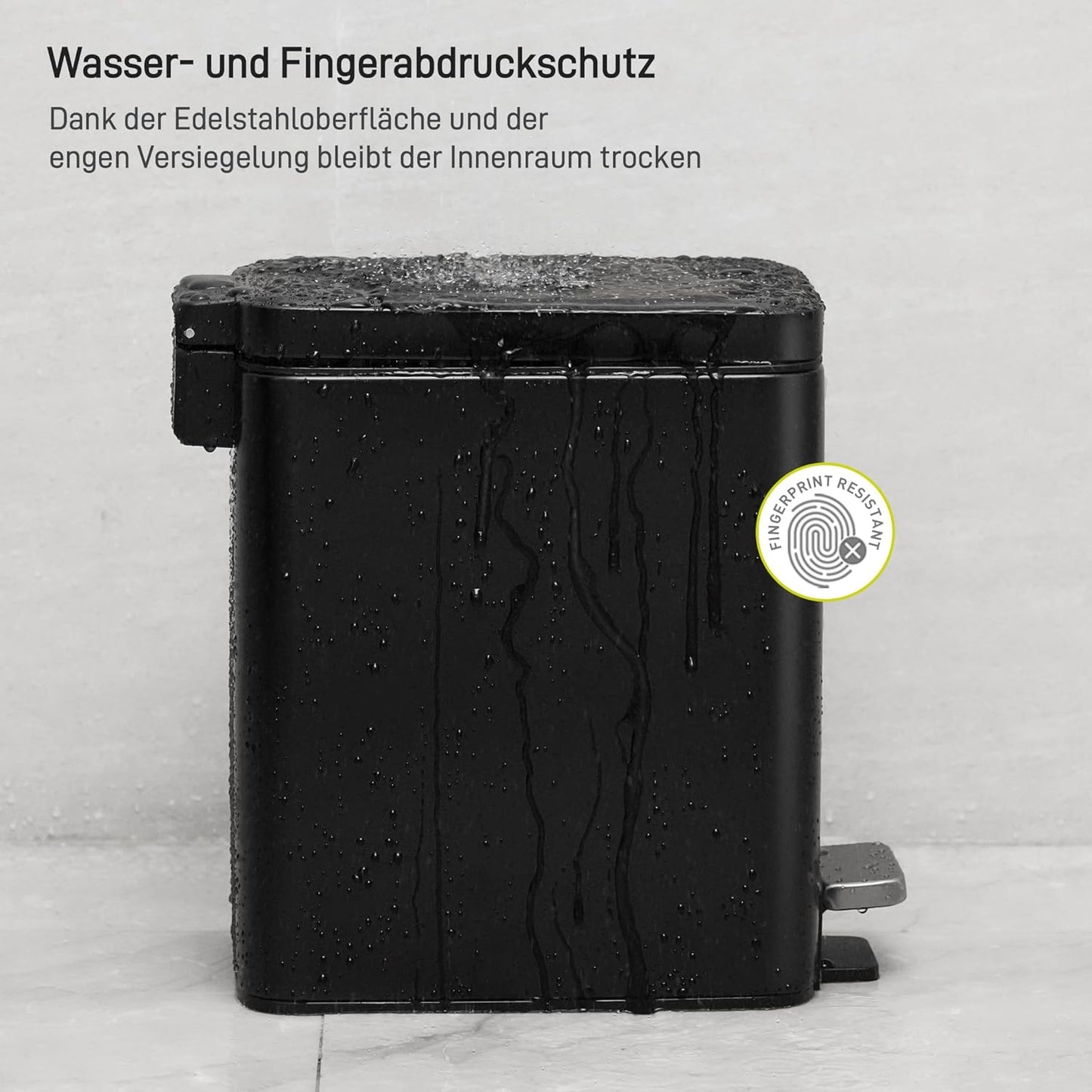 Genie Kosmetikeimer mit Softclose, 5 Liter-Schwarz