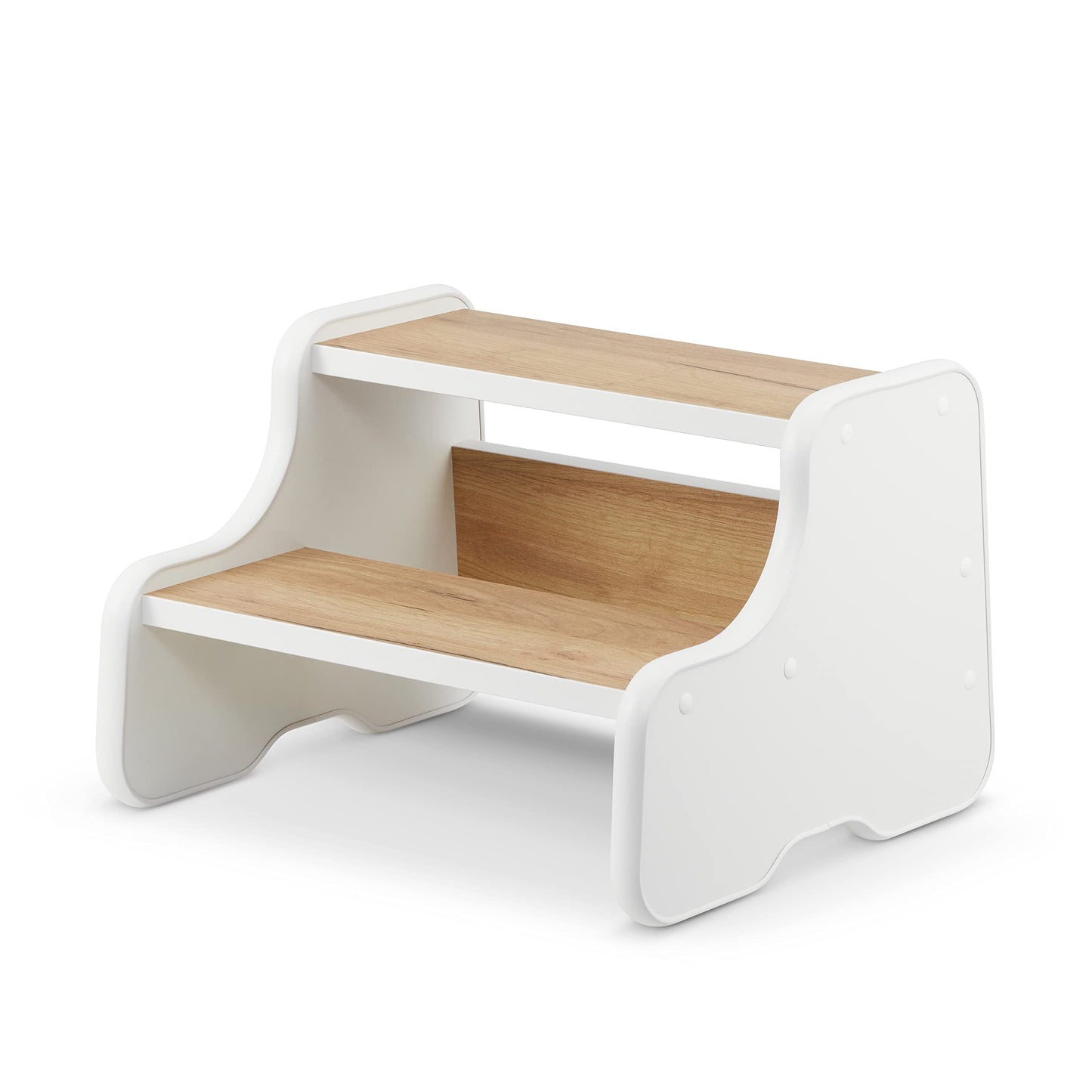 Tritthocker für Kinder, Weiss + Eiche