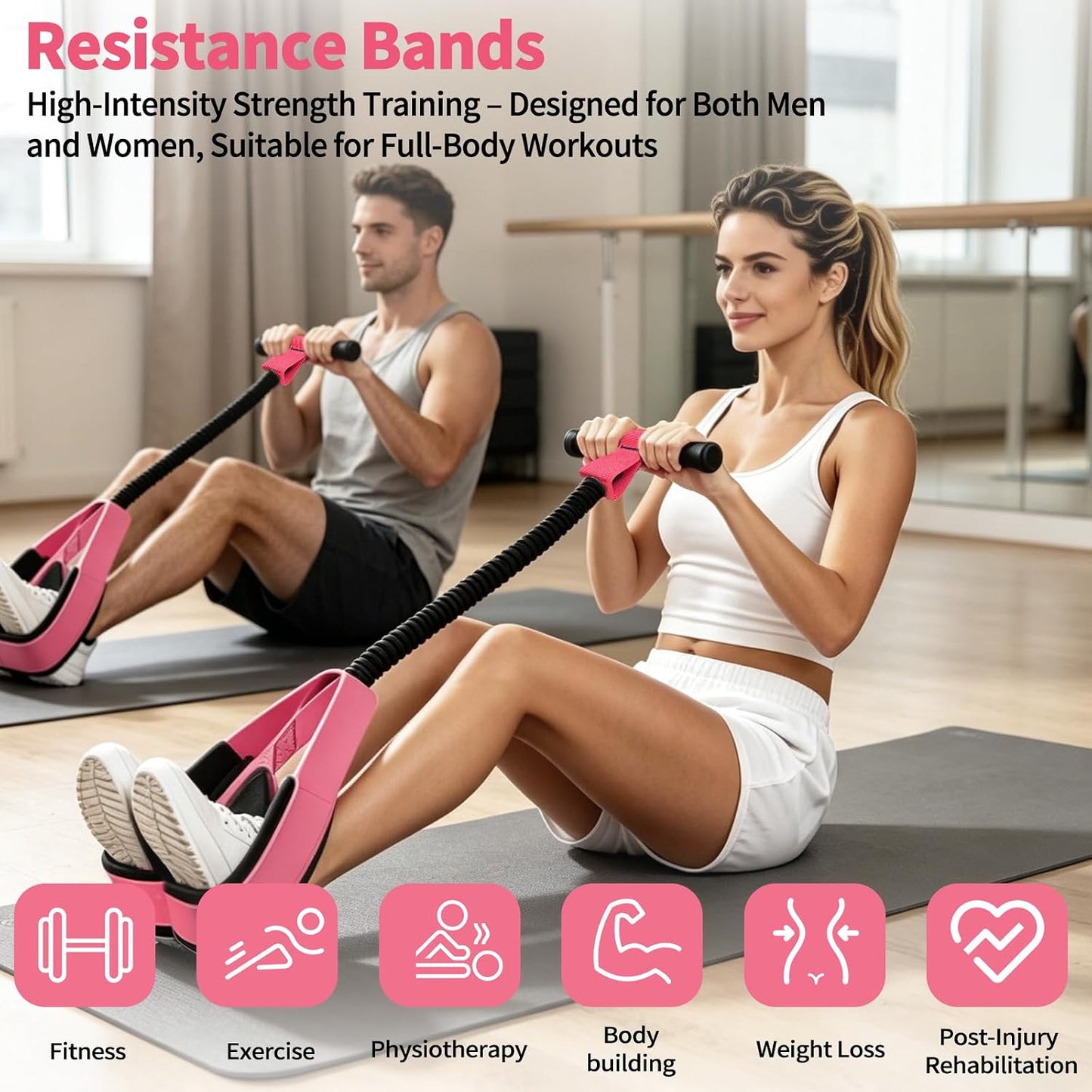 Expander mit Griffen, Rosa-1 Stück – 55LBS