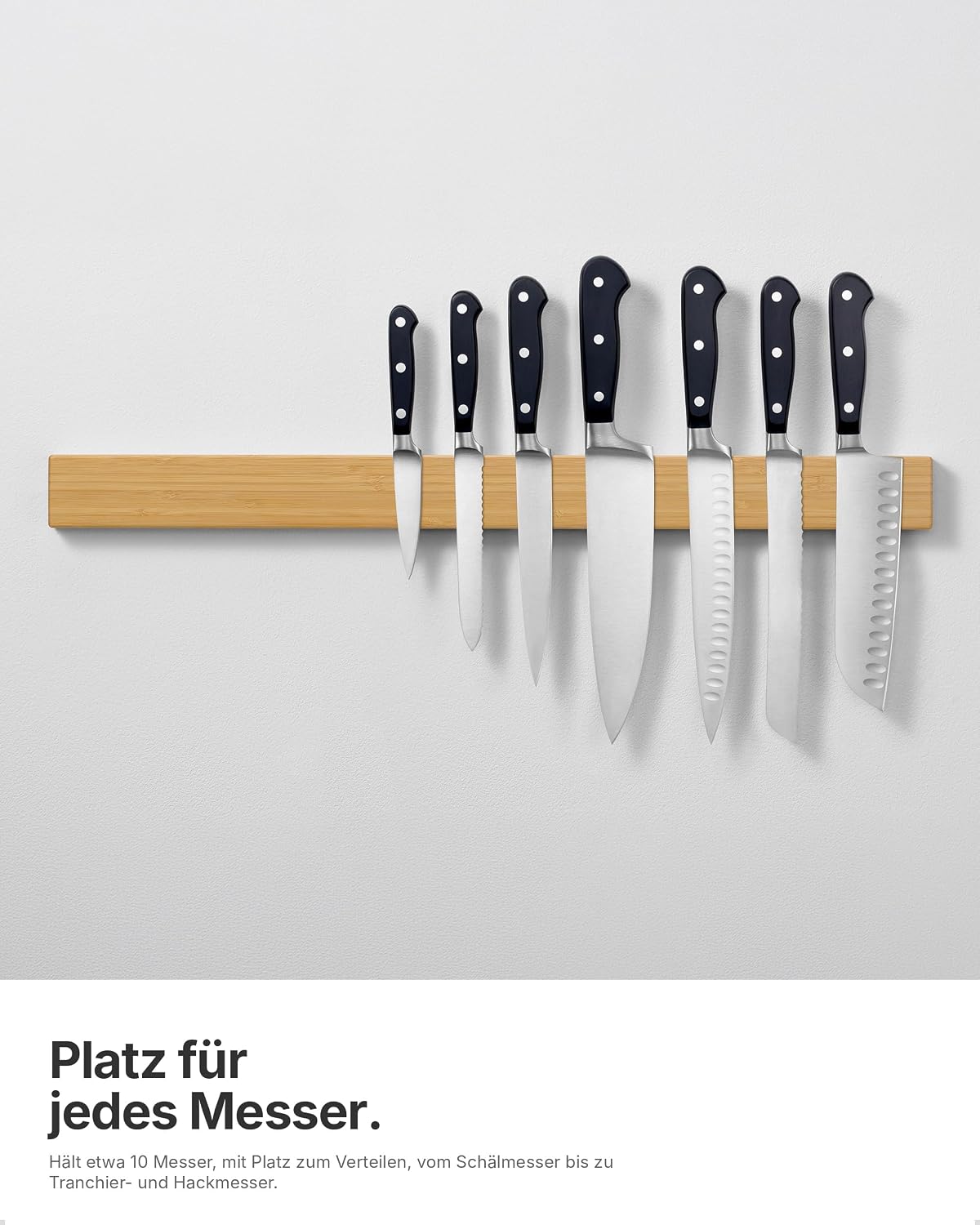 Selbstklebende Magnetleiste für Messer, Bambus 60 cm / 24″