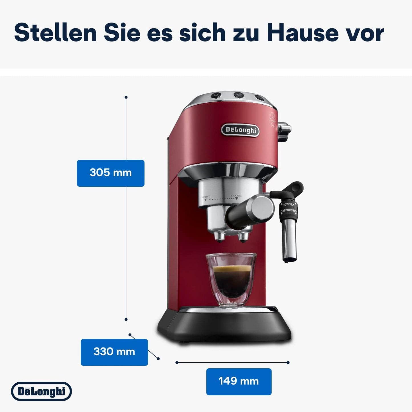 Dedica Espressomaschine, Rot Dedica