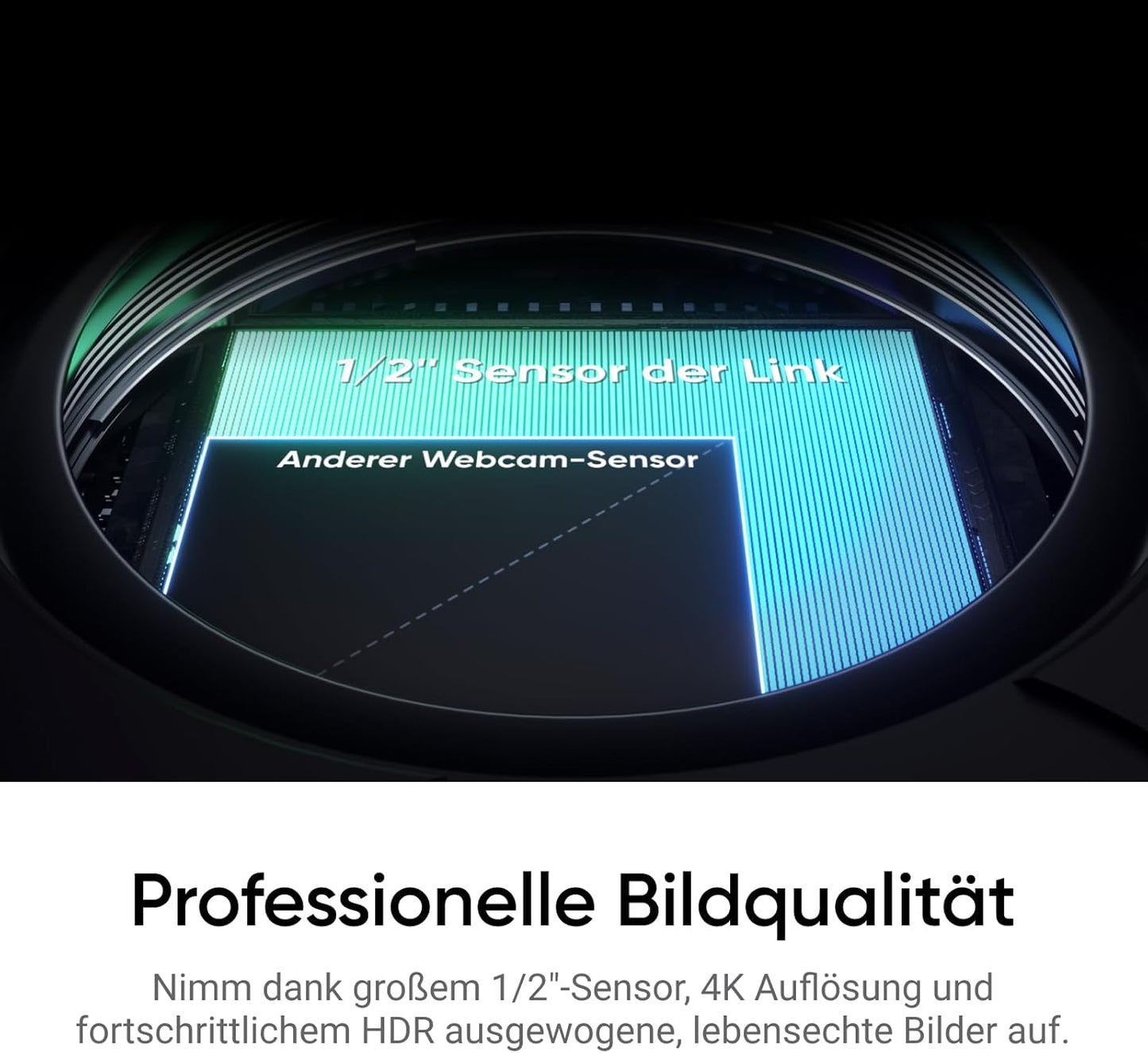 Link 2C Standard 4K Webcam mit Auto-Framing und HDR, Graphitschwarz Standard-Bundle