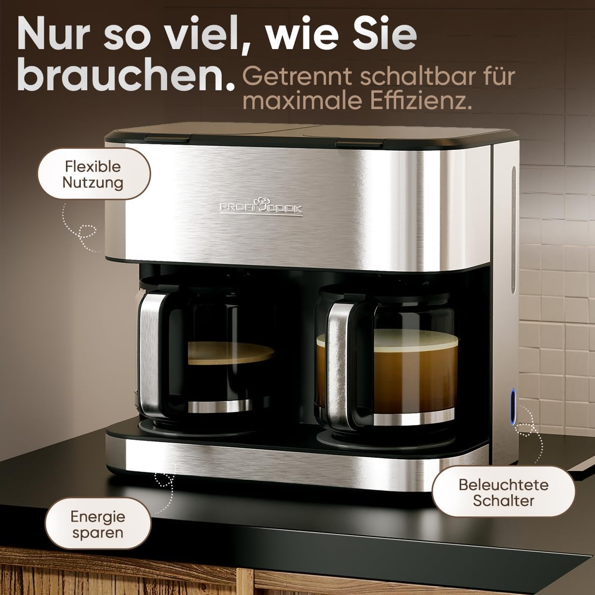 PC-KAD 1308 Doppel-Kaffeemaschine mit Nachtropfschutz