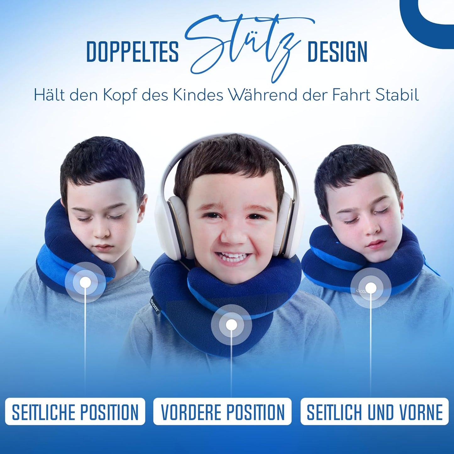 Auto-Nackenkissen für Kinder, Small (Kids 3-7 Y/O) Blau