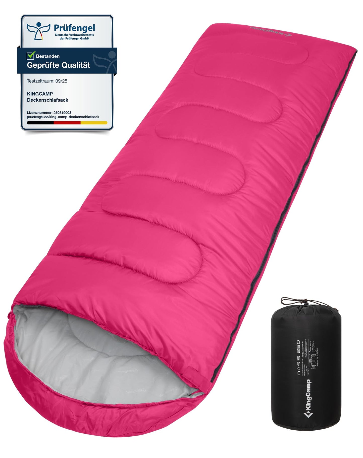 Leichter Sommerschlafsack, Rosa R Zip 220×75cm